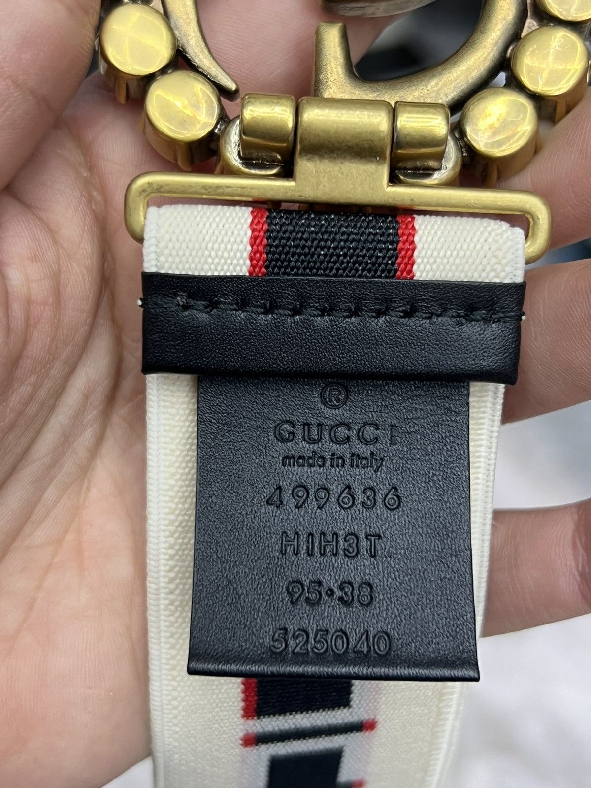 Gucci Gucci Marmont Crystal Canvas Belt Size ONE SIZE - 5 Thumbnail
