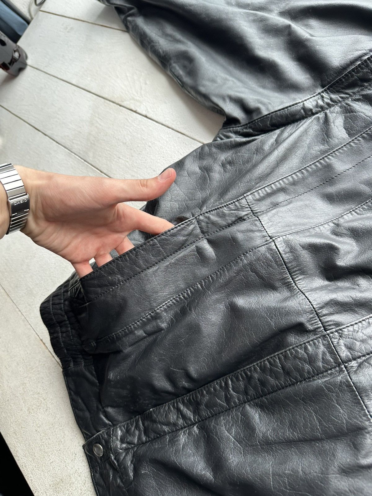 Other 🚨VNTG LEATHER JACKET AVANT GARDE ASYMMETRICAL BLACK MOTO Size US XL / EU 56 / 4 - 6 Thumbnail