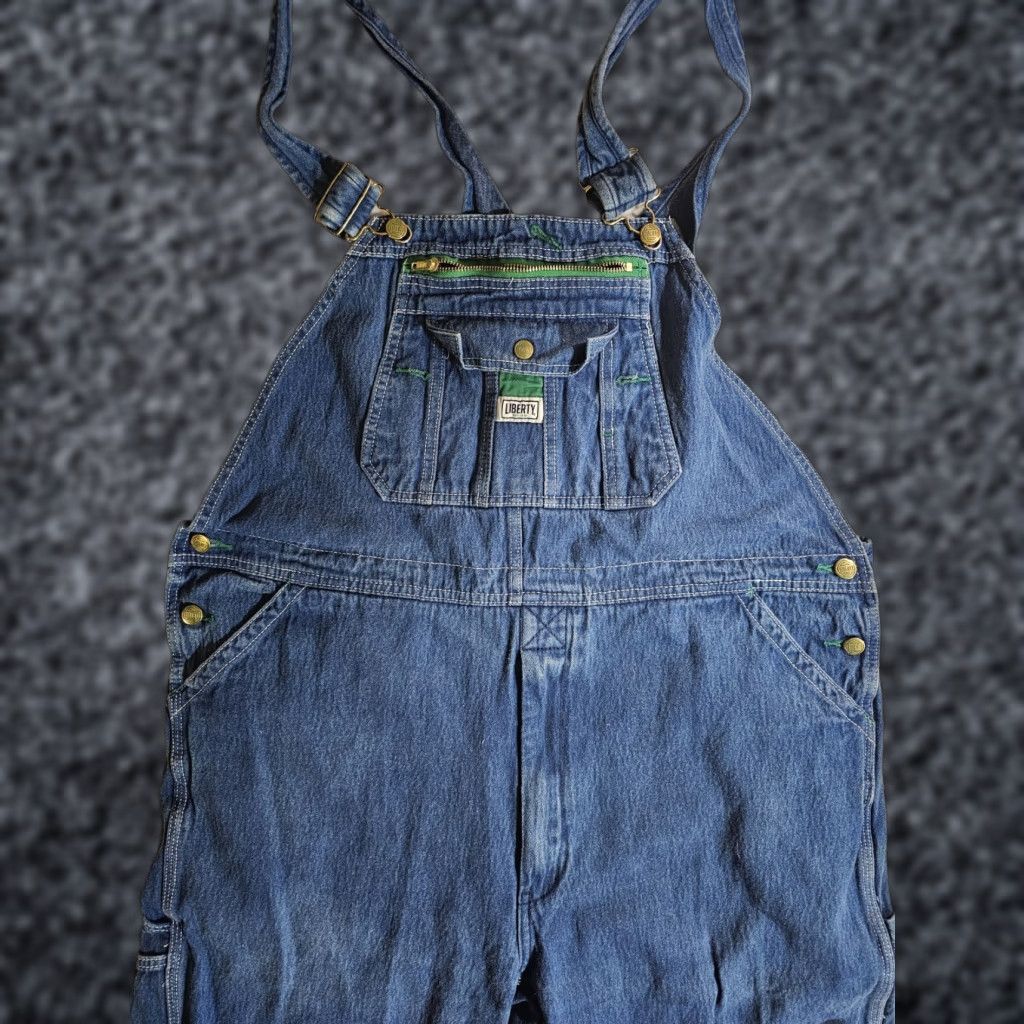 Denime VINTAGE Liberty Classic 100% Cotton Denim Overalls Mens 42x30 Made In USA Blue Jeans 5-Pocket Men Regular Size 42 Inseam 30 Vintage Mens Size US 42 / EU 58 - 1 Thumbnail
