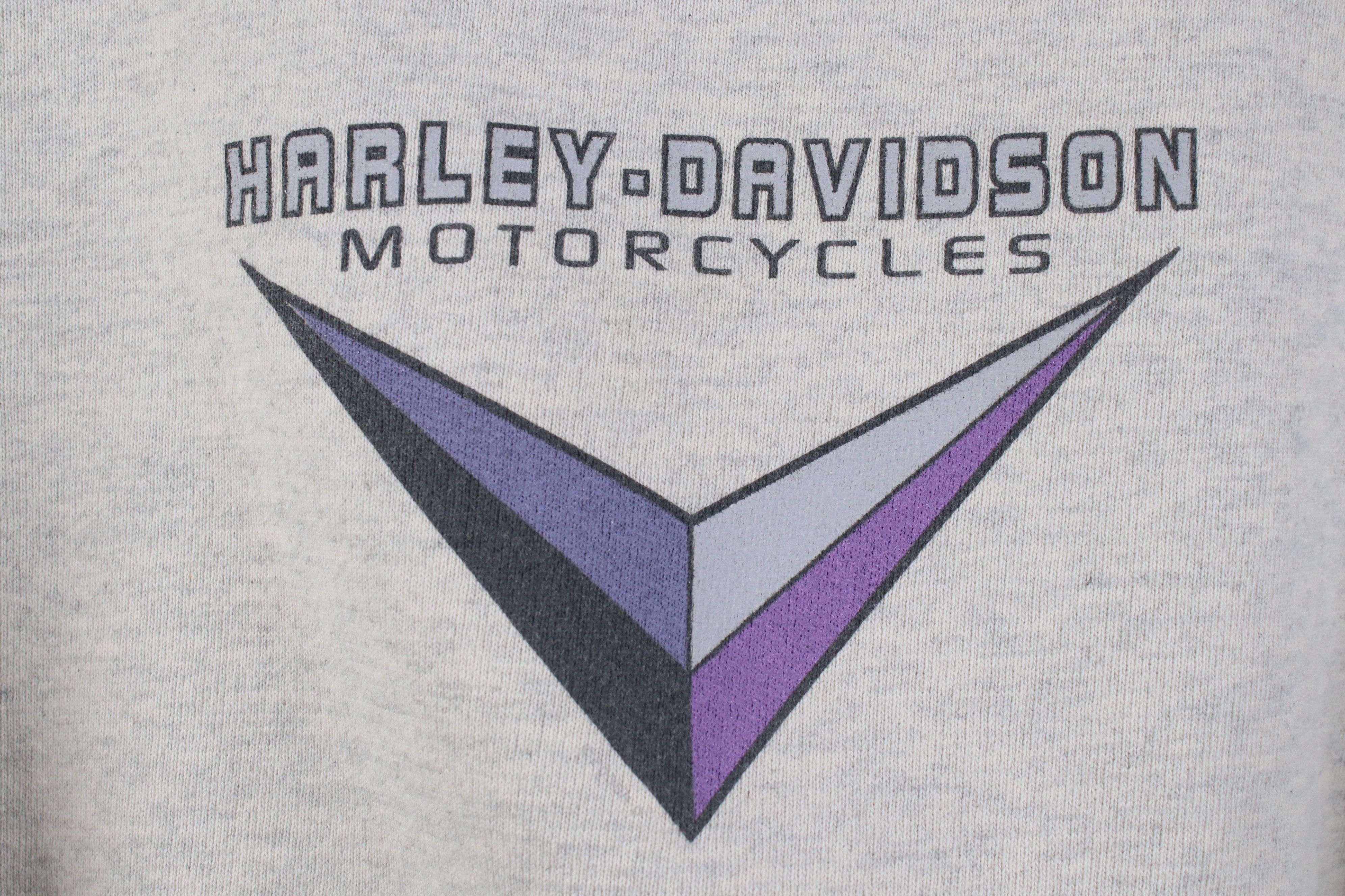Harley Davidson Vintage Y2K 2000 Harley Davidson Ringer Sweatshirt Gray USA Size M / US 6-8 / IT 42-44 - 4 Thumbnail