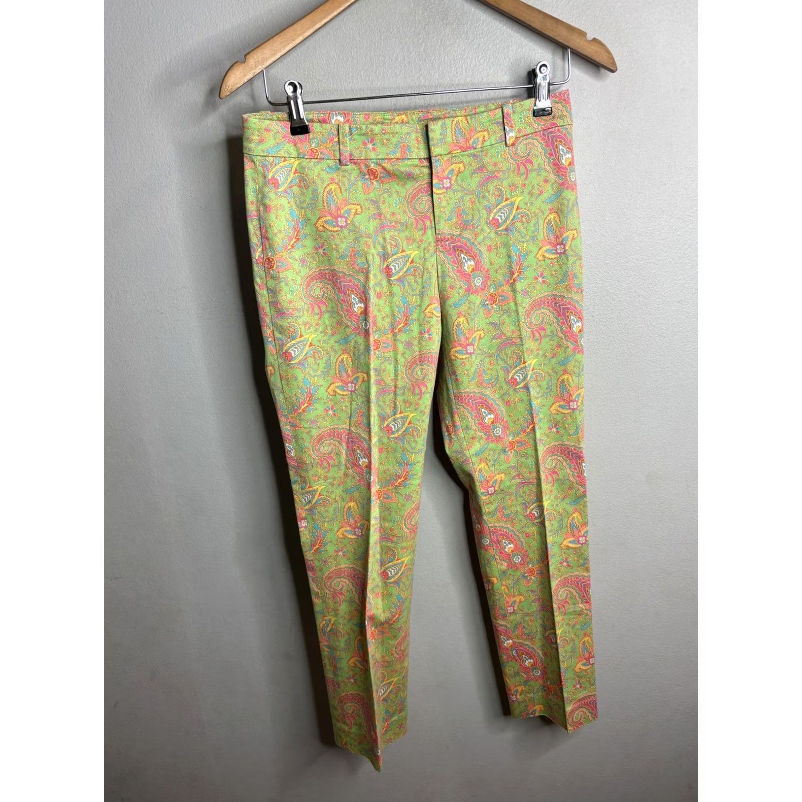 Ralph Lauren Lauren Ralph Pants Womens 2P Green Paisley Print Ankle Twill Stretch Size 26" / US 2 / IT 38 - 3 Thumbnail