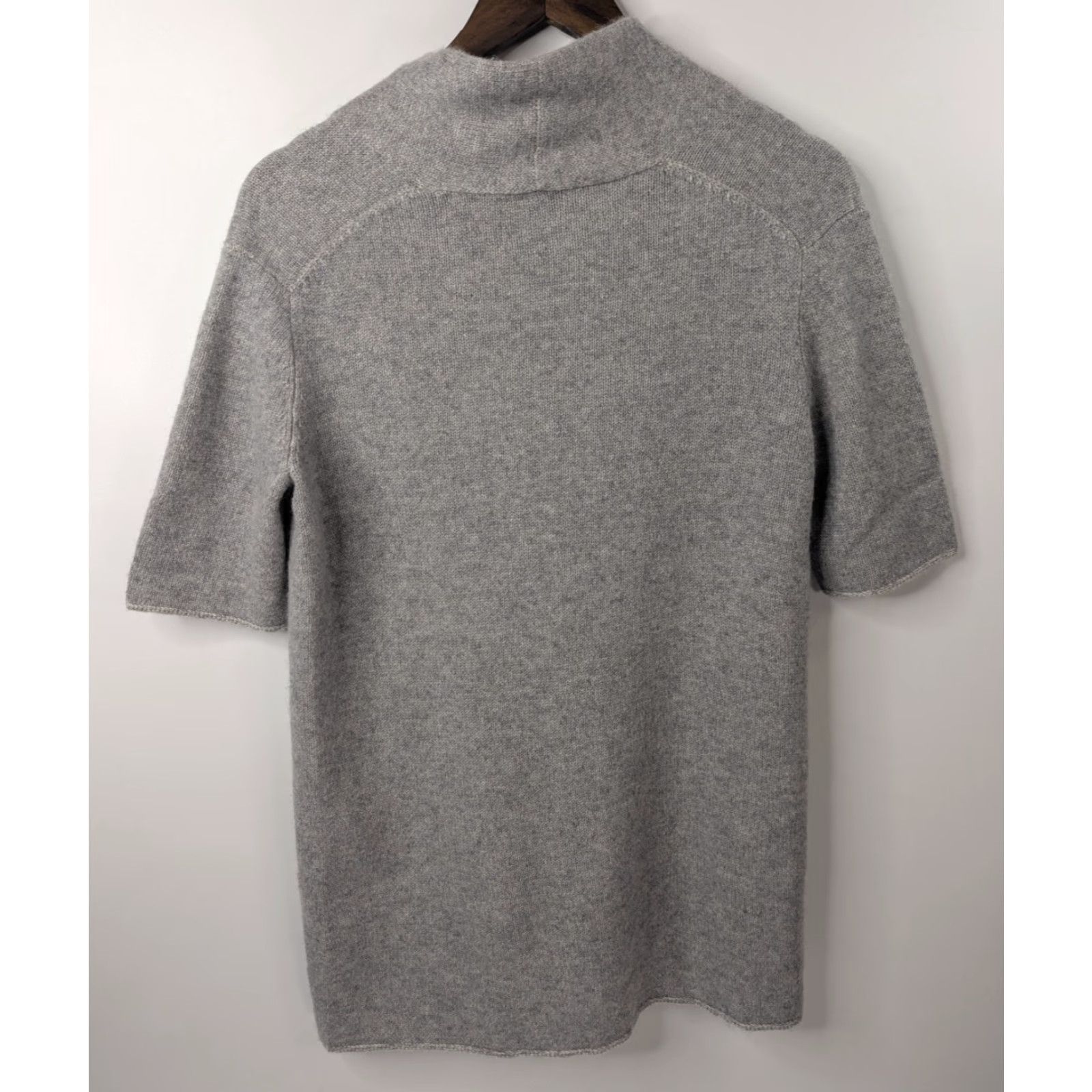 Eileen Fisher Eileen Fisher Cardigan Sweater Gray Women's Petite Small One Button Shaw Collar Drop Shoulder Knit Cashmere V-Neck Size S / US 4 / IT 40 - 2 Thumbnail
