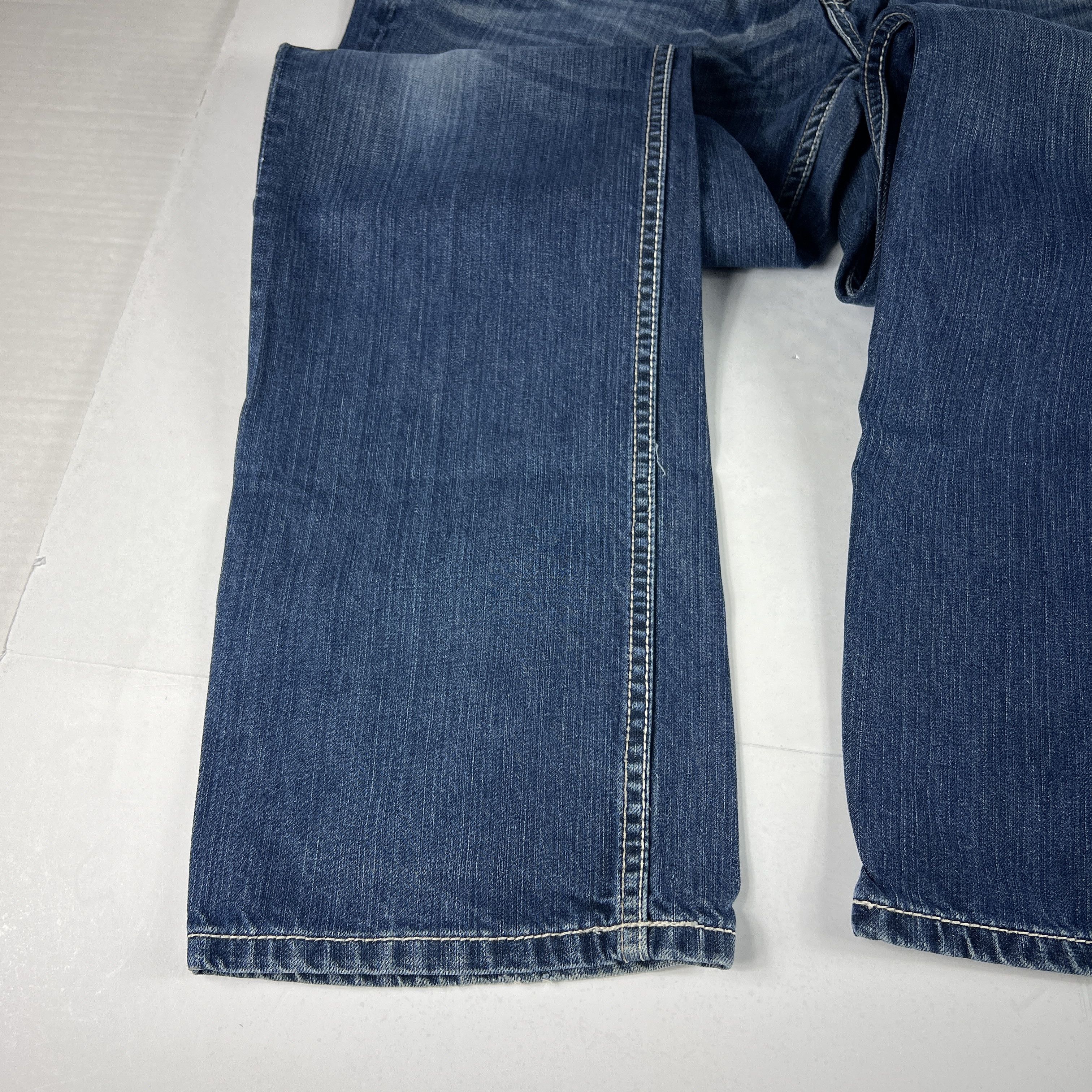 BKE BKE Jeans Long Derek Straight Blue Faded Whisker Denim Size US 37 - 7 Thumbnail