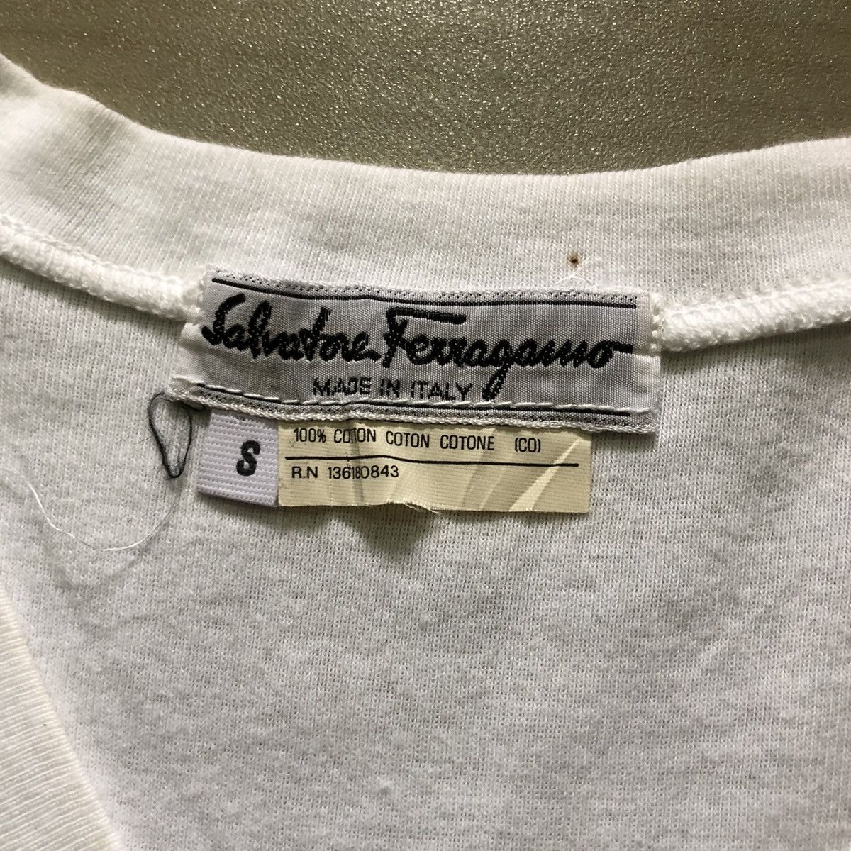Salvatore Ferragamo × Vintage Vintage Salvatore Ferragomo V Neck Plain Tee Size US S / EU 44-46 / 1 - 4 Thumbnail