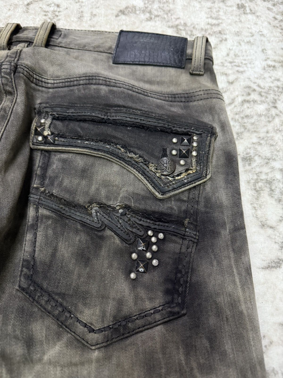 Japanese Brand Japanese Brand Pasta Denim Studded Waxed Coated Jeans Size US 30 / EU 46 - 5 Thumbnail