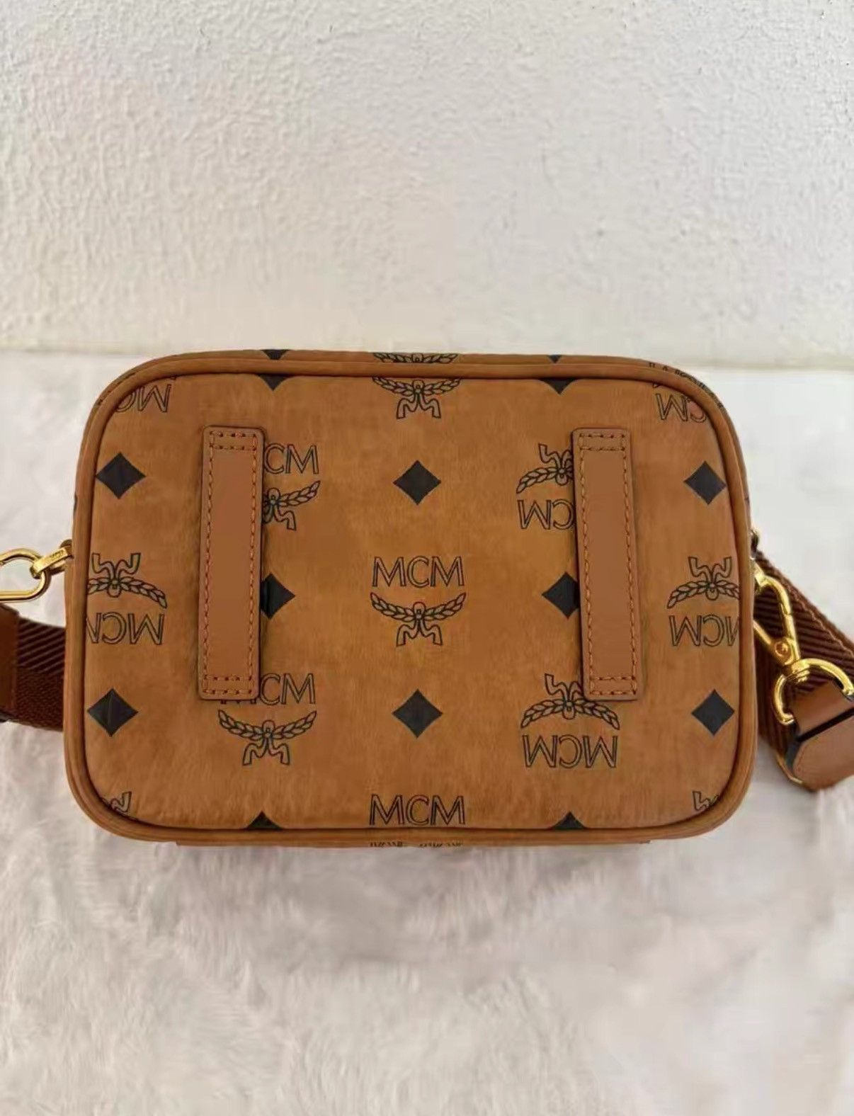 MCM MCM Cognac Monogram Printed Camera Shoulder Bag J38 Size ONE SIZE - 2 Thumbnail