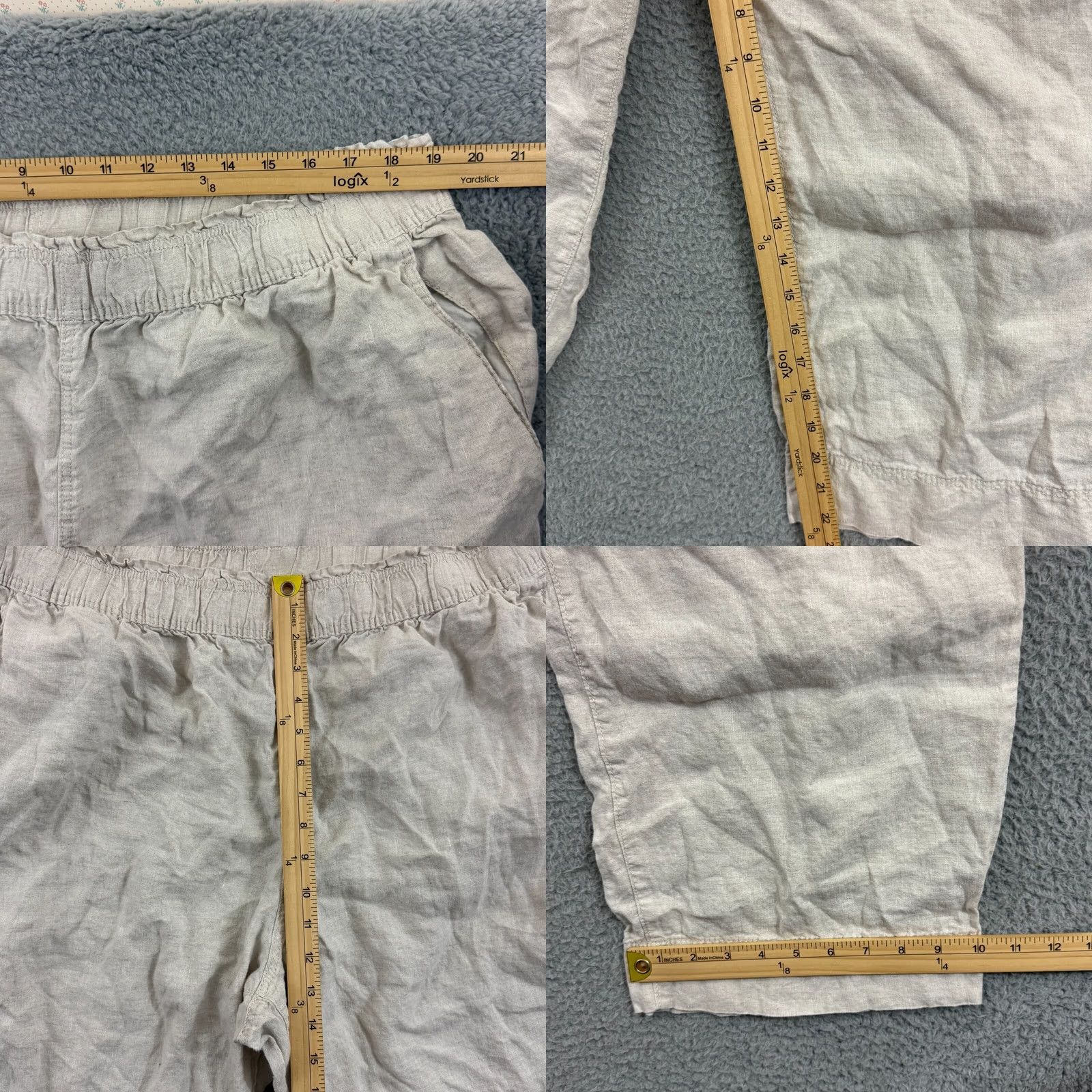 H&M H&M Pants Womens XXL Beige Linen Stretch Wide Leg Loose Crop Pocket Boho Beach Size 40" / US 18 - 8 Thumbnail