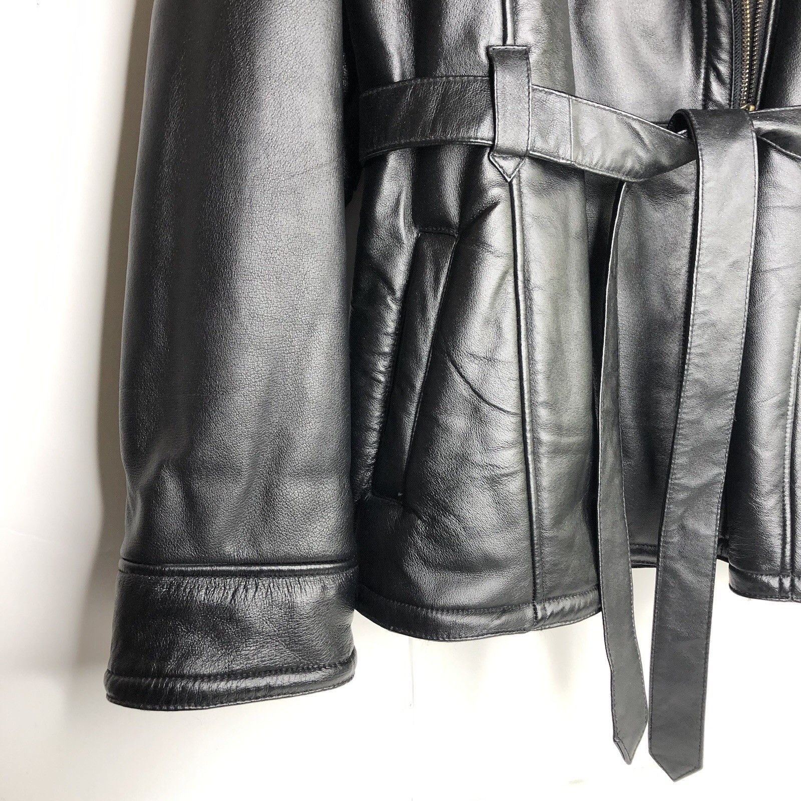 Wilsons Leather Wilsons 80s Women Black Leather Coat Jacket XL Full Fur Size XL / US 12-14 / IT 48-50 - 5 Thumbnail