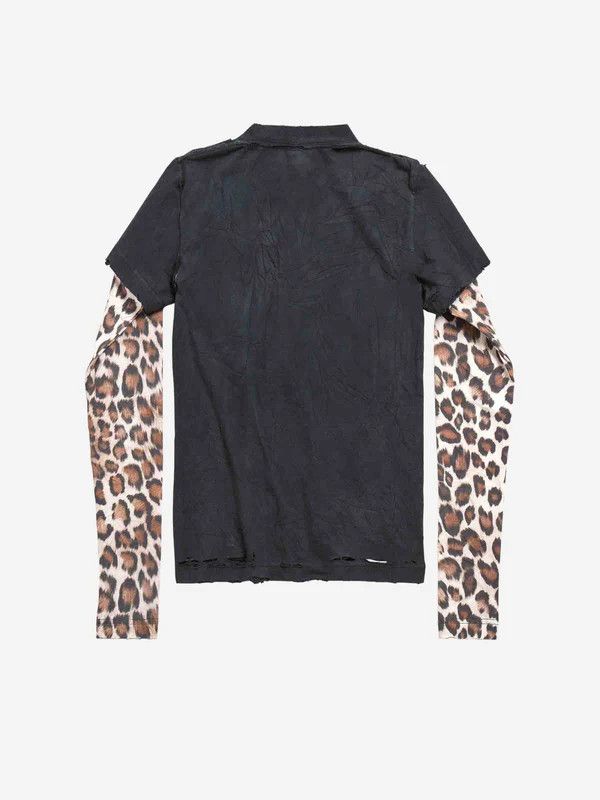 Balenciaga o1srvl11e0426 Planet Earth Double Sleeve T-Shirt in Black Size XL / US 12-14 / IT 48-50 - 4 Thumbnail
