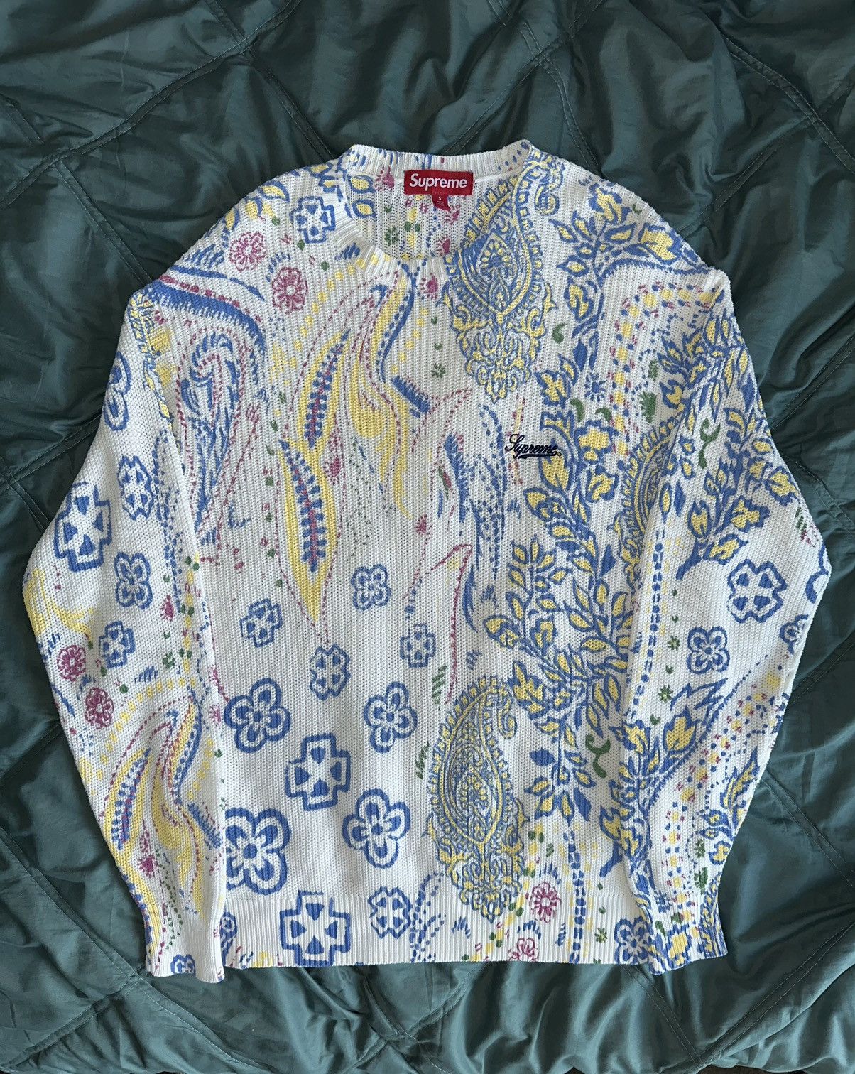 Supreme Brand New Supreme Printed Paisley Sweater - White