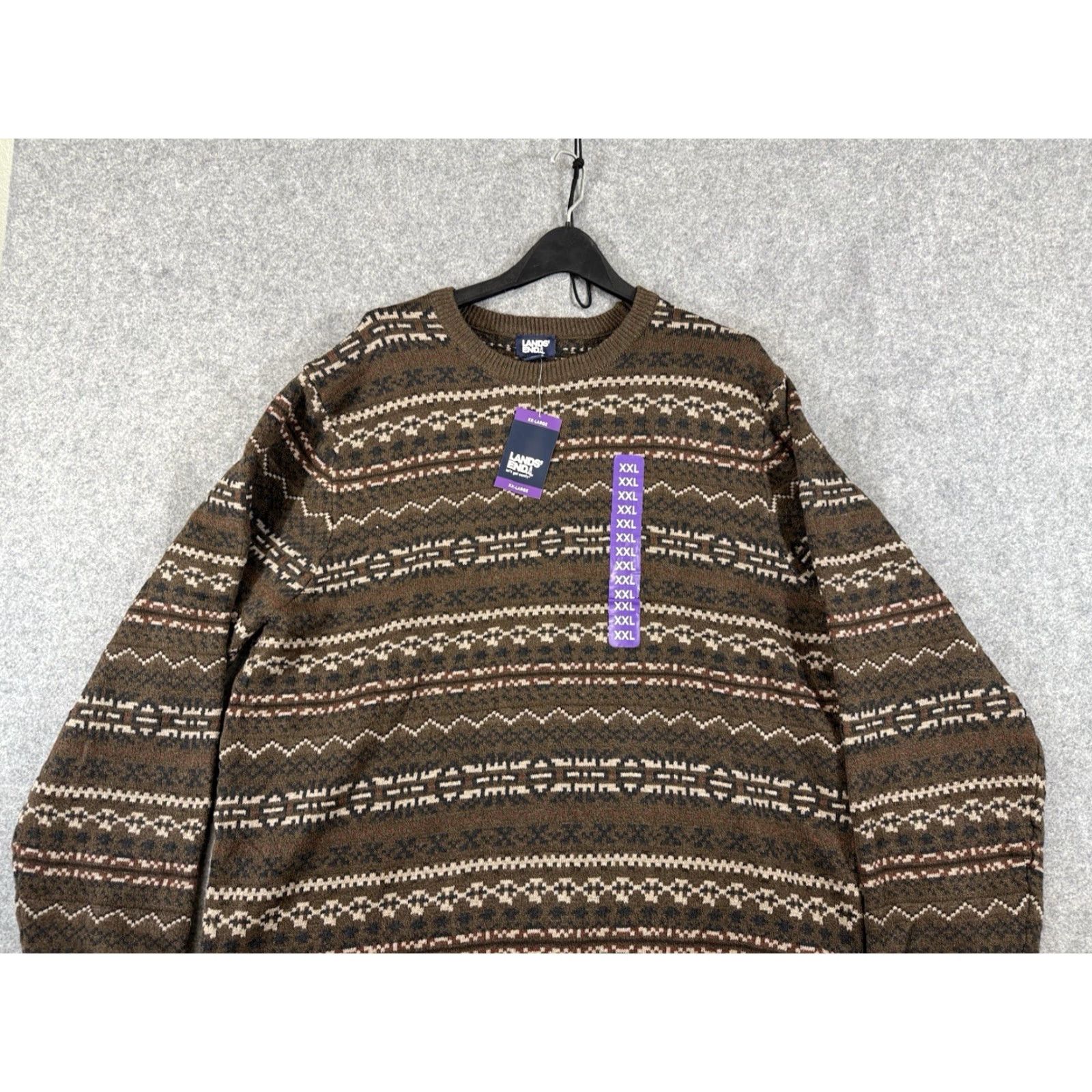 Lands' End Lands' End Fair Isle Pullover Sweater Men 2XL Brown Long Sleeve Stretch NWT Size US XXL / EU 58 / 5 - 2 Thumbnail