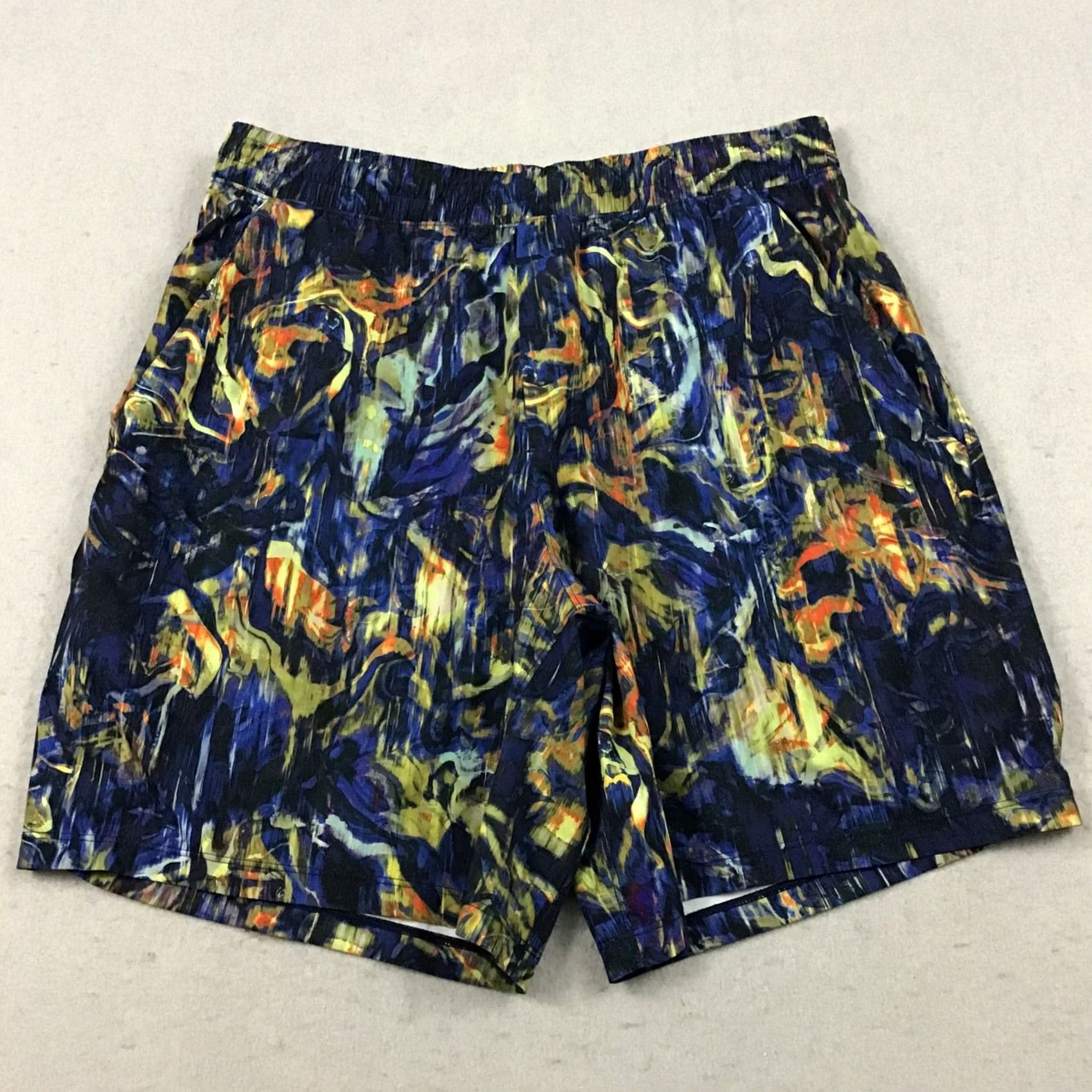 Lululemon Lululemon Shorts Men L Hyper Flow Pace Breaker Blue Geometric Drawstring Pockets Athletic Running L Size US 33 - 2 Thumbnail