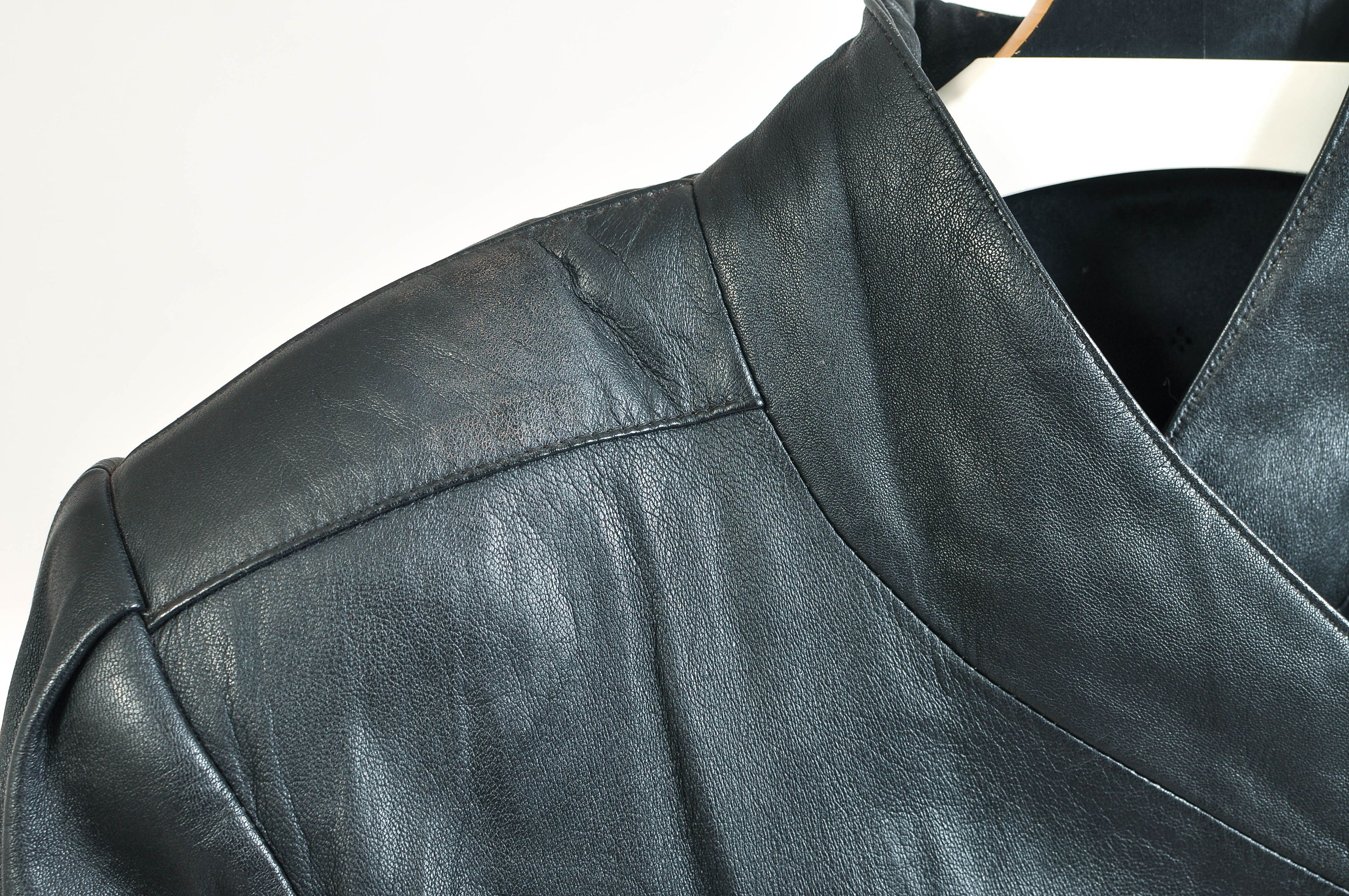 Other Vintage 80s Black Real Leather Coat | Size M Size M / US 6-8 / IT 42-44 - 3 Thumbnail