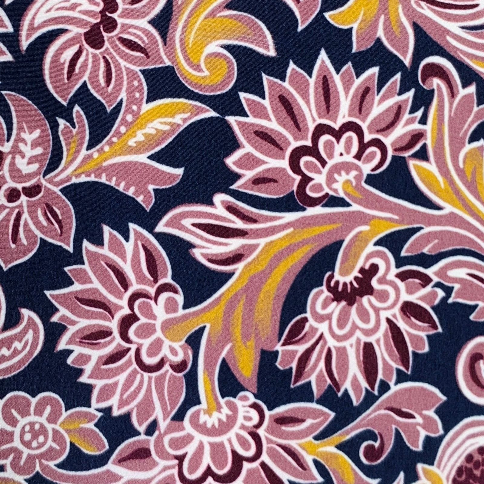Max Mara Size 12 Navy Burgundy Silk Abstract Floral Long Shirt Dress Size L / US 10 / IT 46 - 2 Thumbnail