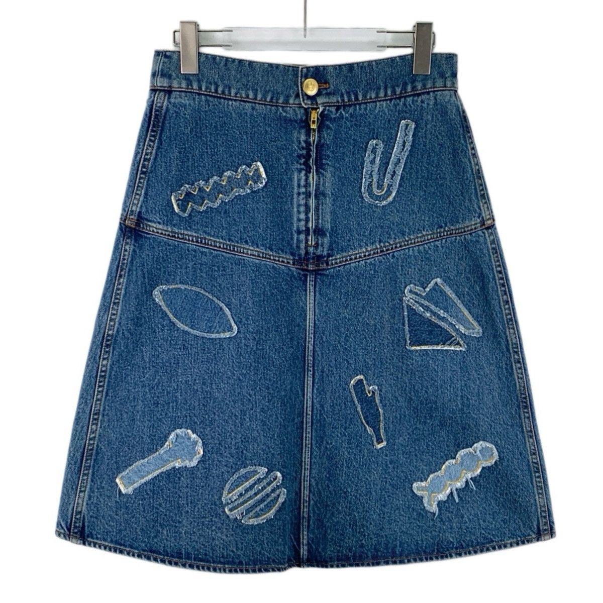 Chanel Chanel Dark Blue Patchwork Pattern Casual Denim Skirt K26WX Size 27" / US 4 / IT 40 - 2 Thumbnail