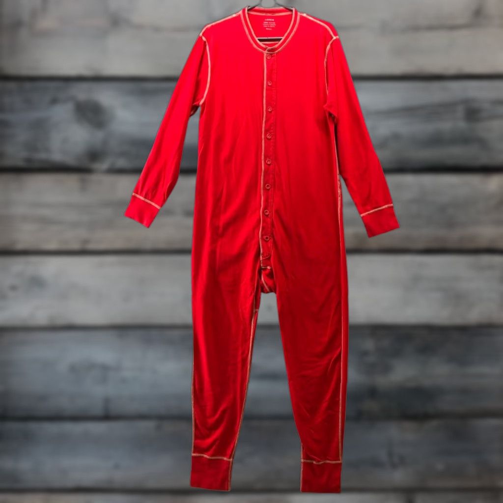 Crew Men's Pajamas S Red Union Suit Long Sleeve Cotton Fireman