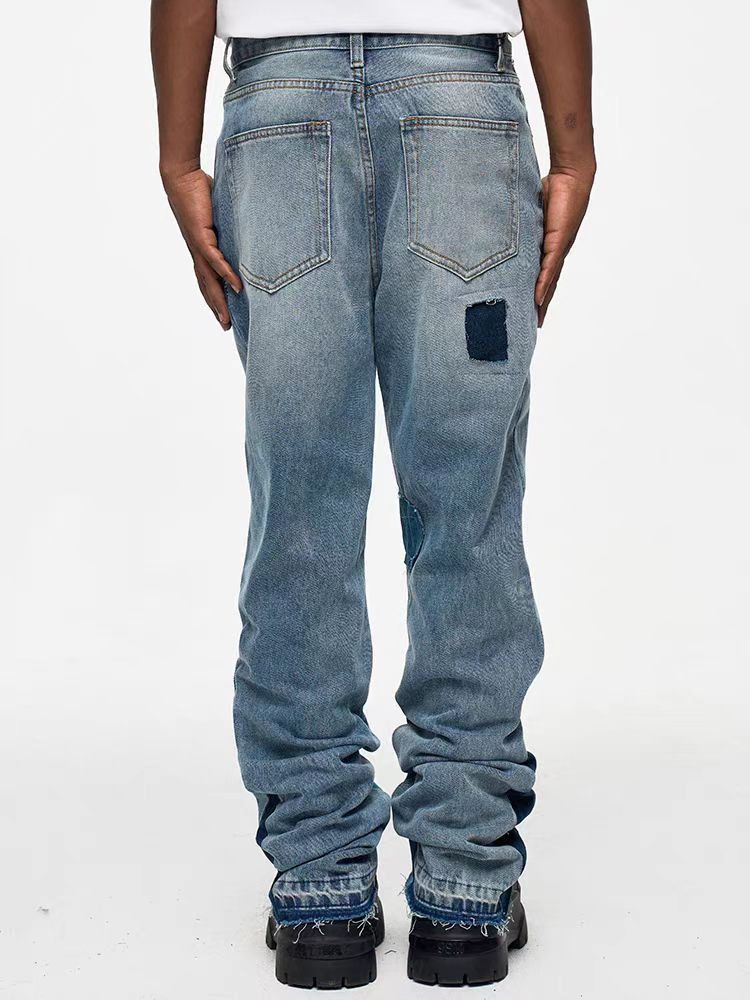 Japanese Brand × Jean High Street Spliced Patchwork Aged Loose Micro Flare Jeans Size US 34 / EU 50 - 3 Thumbnail
