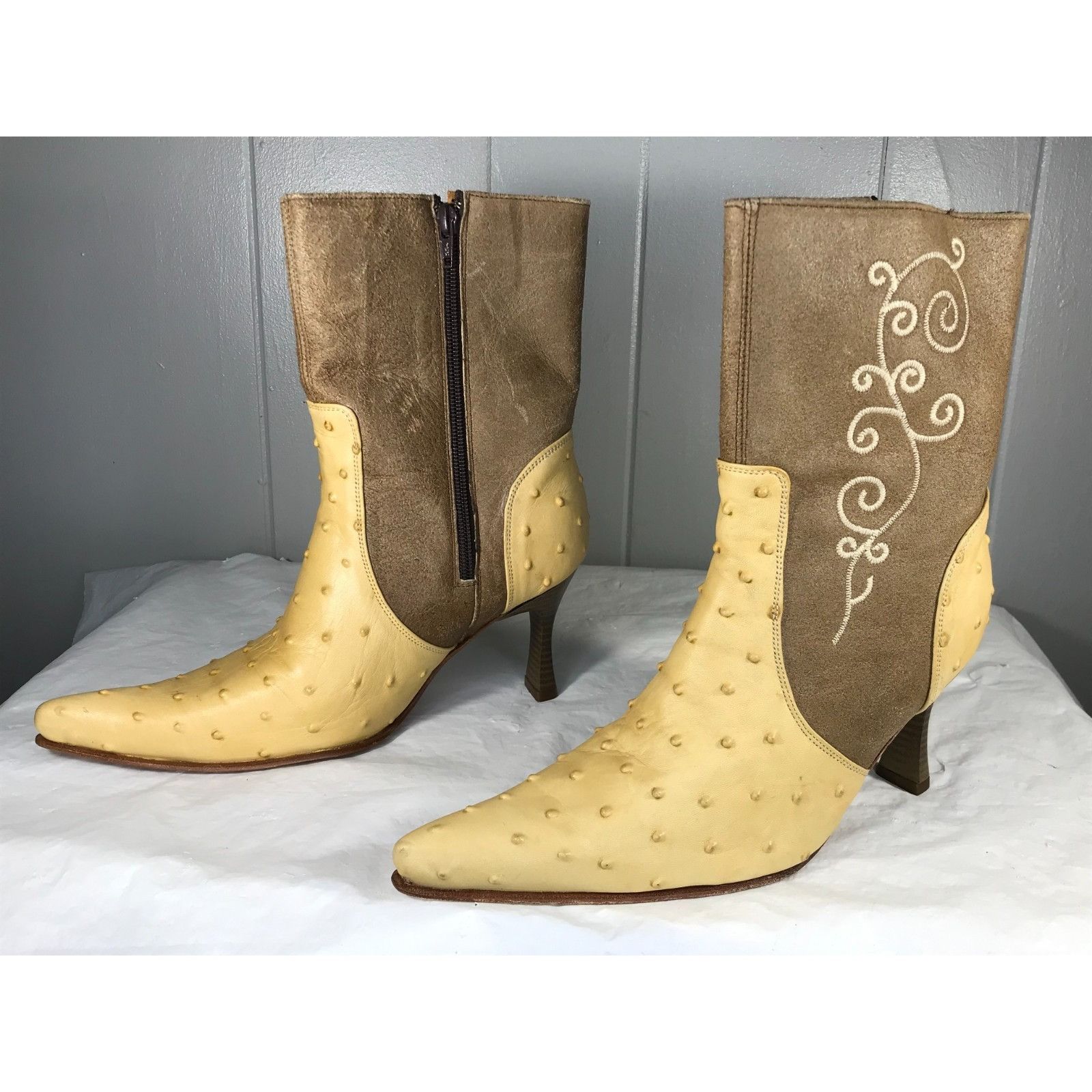 Other VTG El Canelo Floral Embroidered Ostrich Womens High Heel We Size US 6.5 / IT 36.5 - 4 Thumbnail