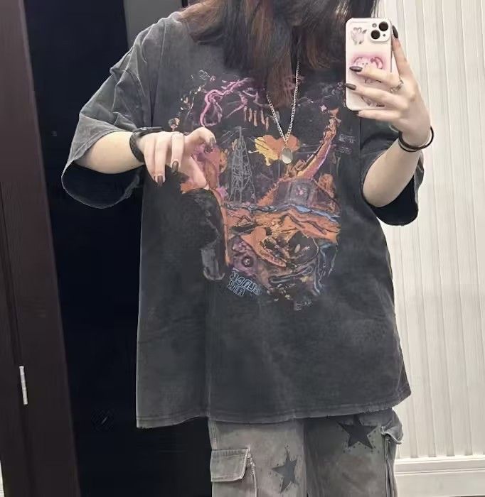 Japanese Brand Harajuku Ripped Graphic Printed T Shirt Size US S / EU 44-46 / 1 - 5 Thumbnail