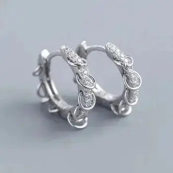 Jewelry x Sterling Silver Cz Zircon Circle Hoop Earring in Silver, Men's