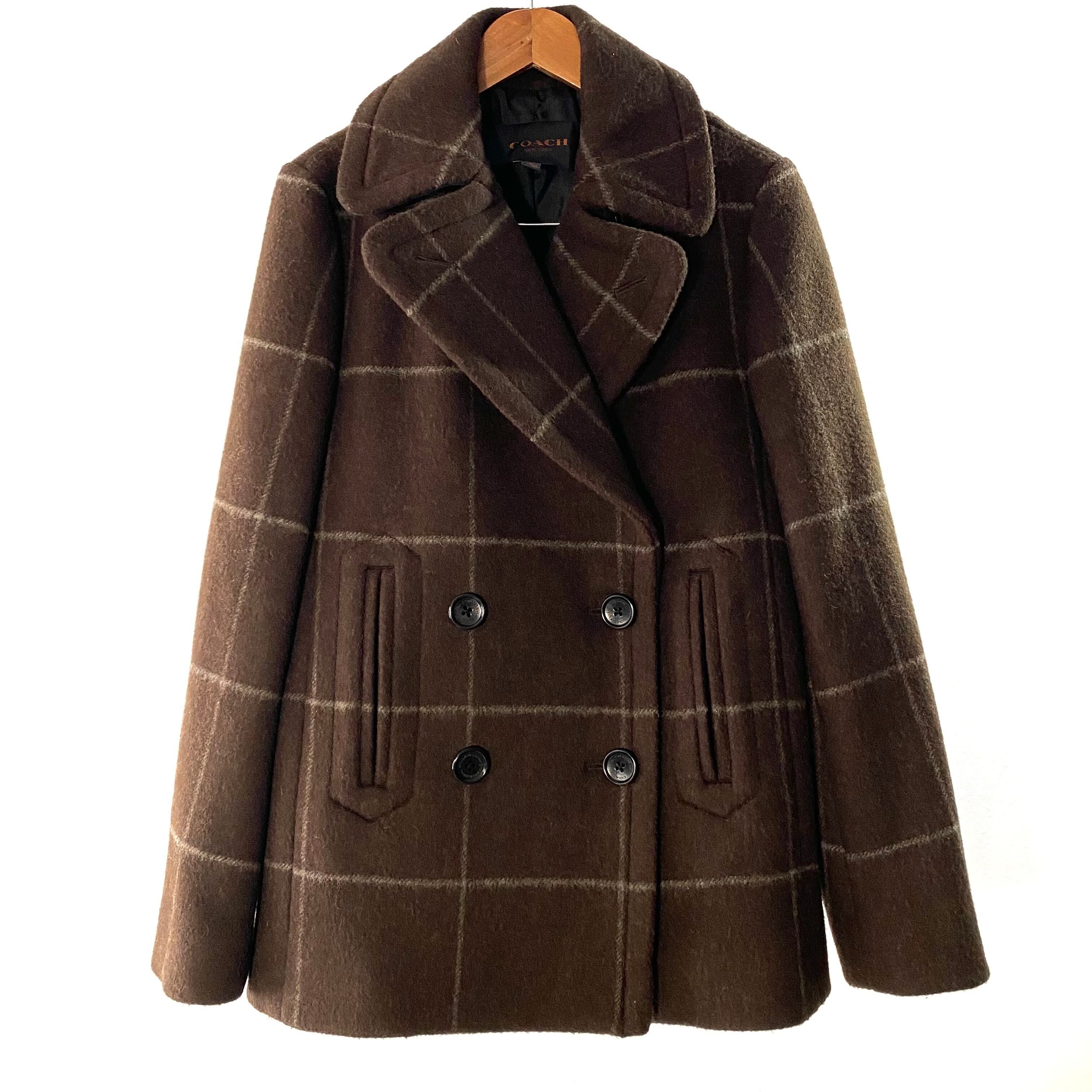 Coach Plaid P Coat Brown Mens Ladys Unisex