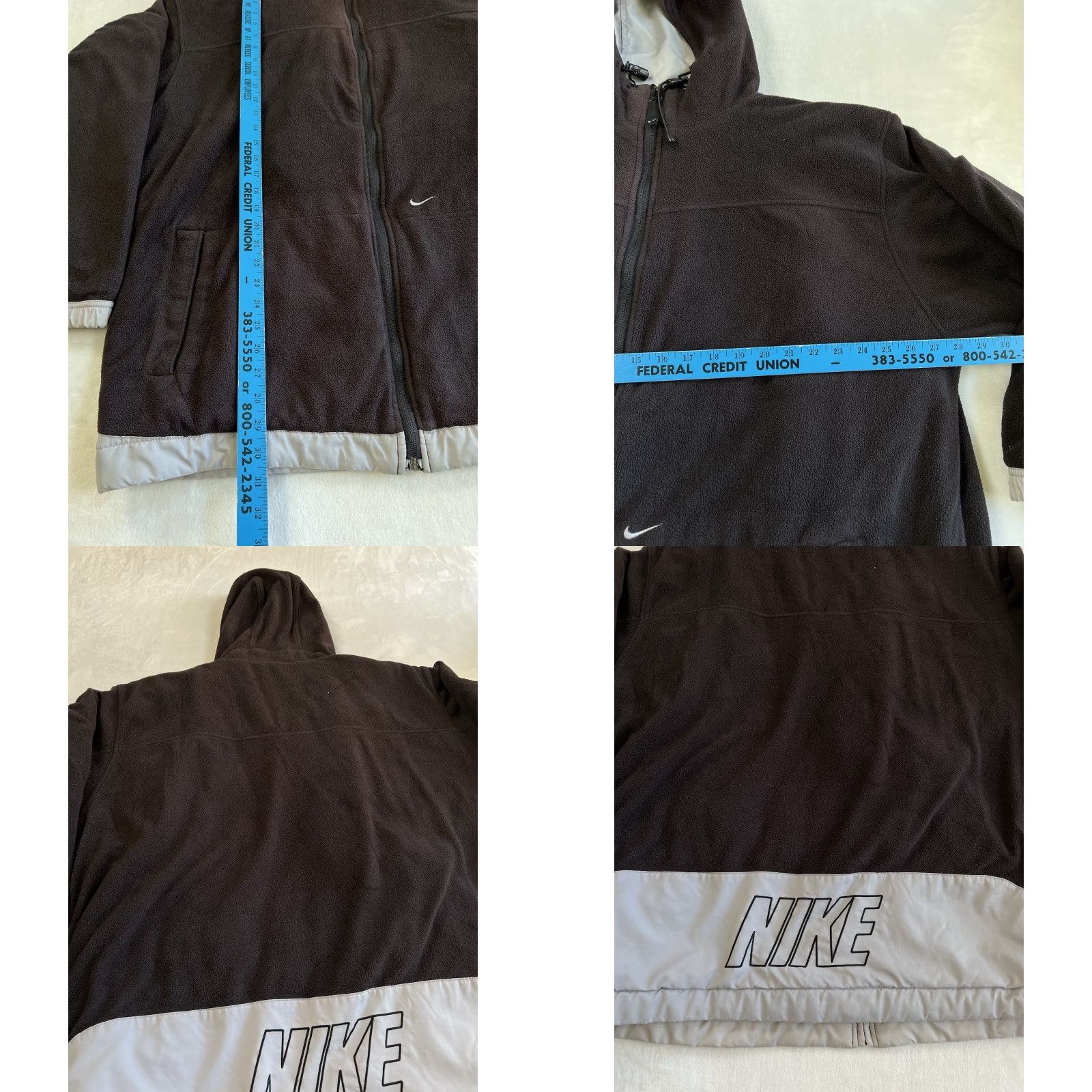 Nike VINTAGE Nike Reversible Hooded Jacket XL Gray Black Fleece Puffer Jacket Size US XL / EU 56 / 4 - 8 Thumbnail