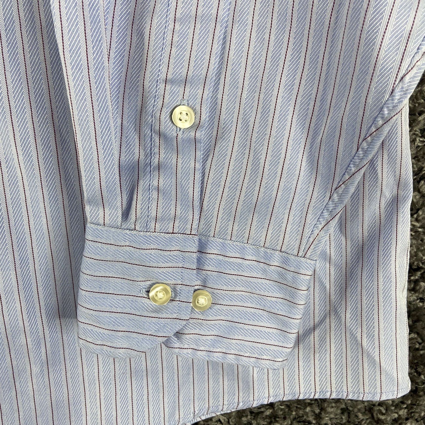 Tasso Elba TASO ELBA Blue Striped Dress Shirt Long Sleeve Men’s XL 17.5 34/35 Size 46R - 3 Thumbnail