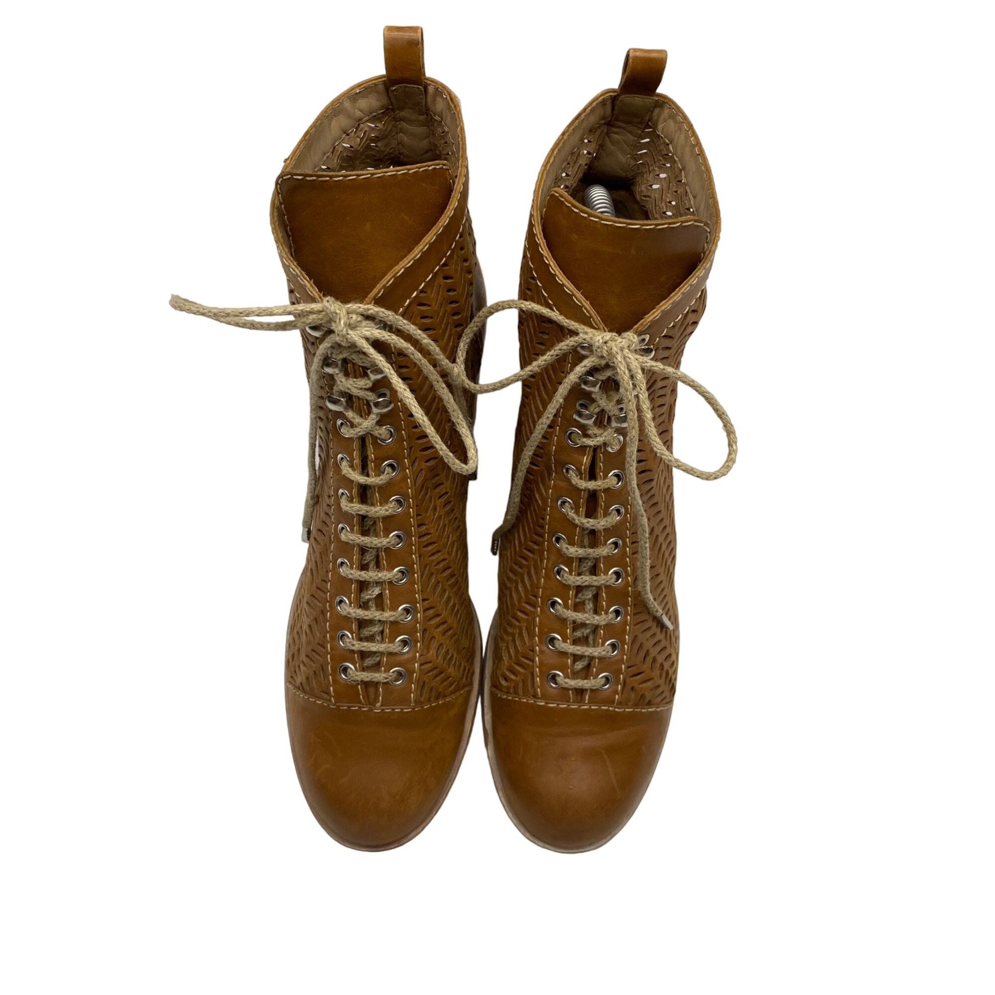Other Studio Pollini Brown Perforated Leather Ankle Booties Women' Size US 7 / IT 37 - 3 Thumbnail