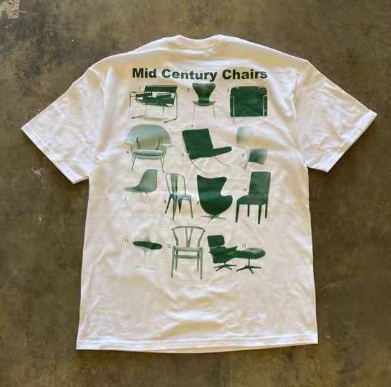 Japanese Brand White casual retro chair print t-shirt Size US M / EU 48-50 / 2 - 1 Thumbnail