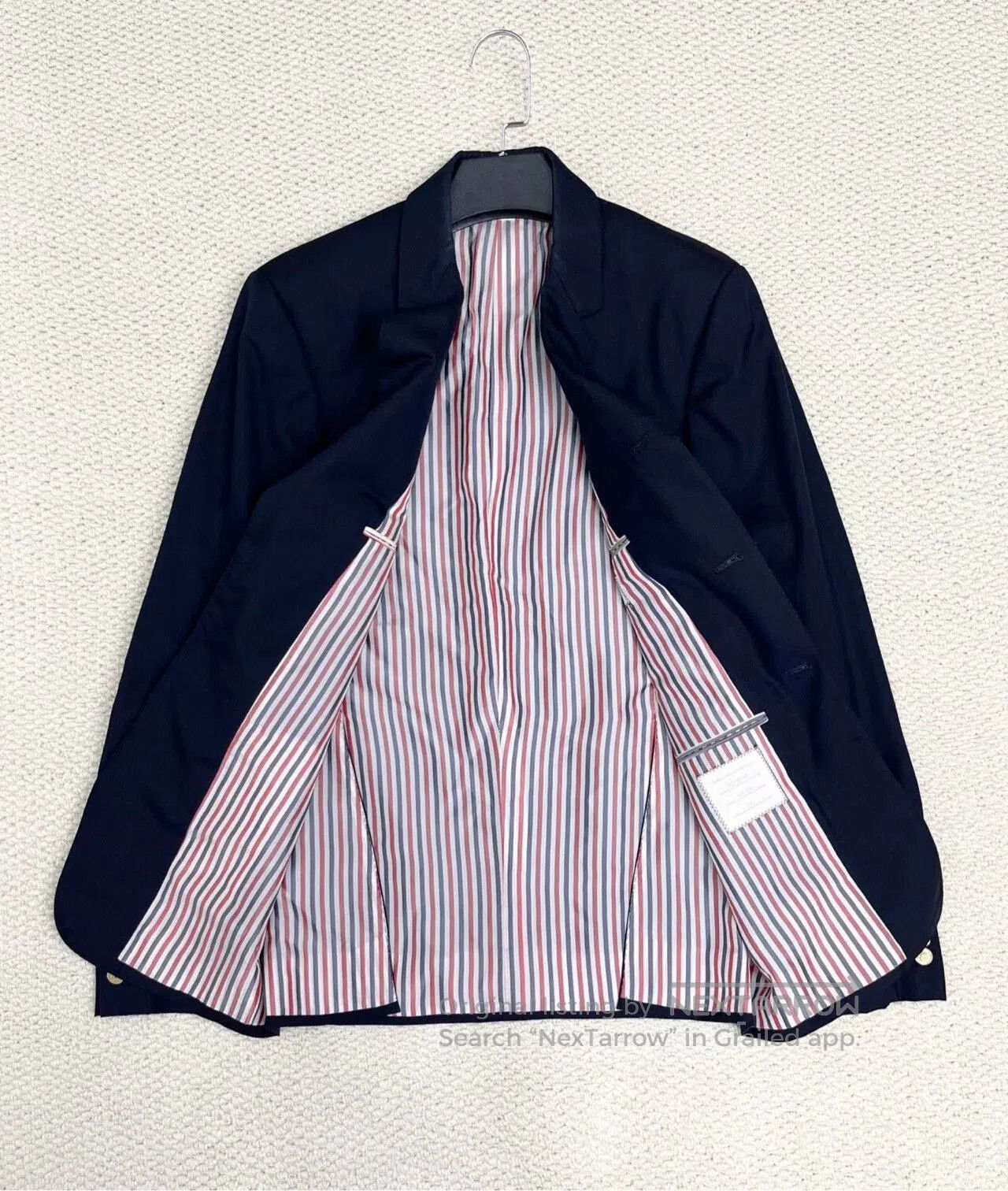 Thom Browne navy blue striped suit jacket by Thom Browne. Size US S / EU 44-46 / 1 - 7 Thumbnail