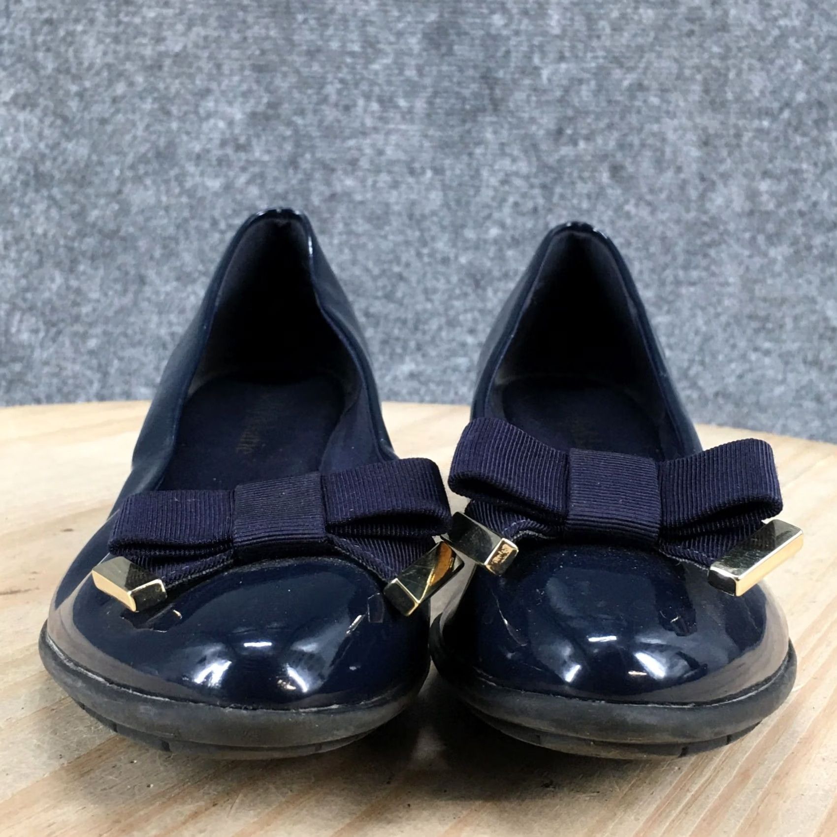 Vintage Kelly And Katie Heels Womens 5.5 Bow Slip On Low Wedge Pumps Blue Faux Leather Slip On Bow Pump Womens 5.5 Blue Size US 6 / IT 36 - 5 Thumbnail