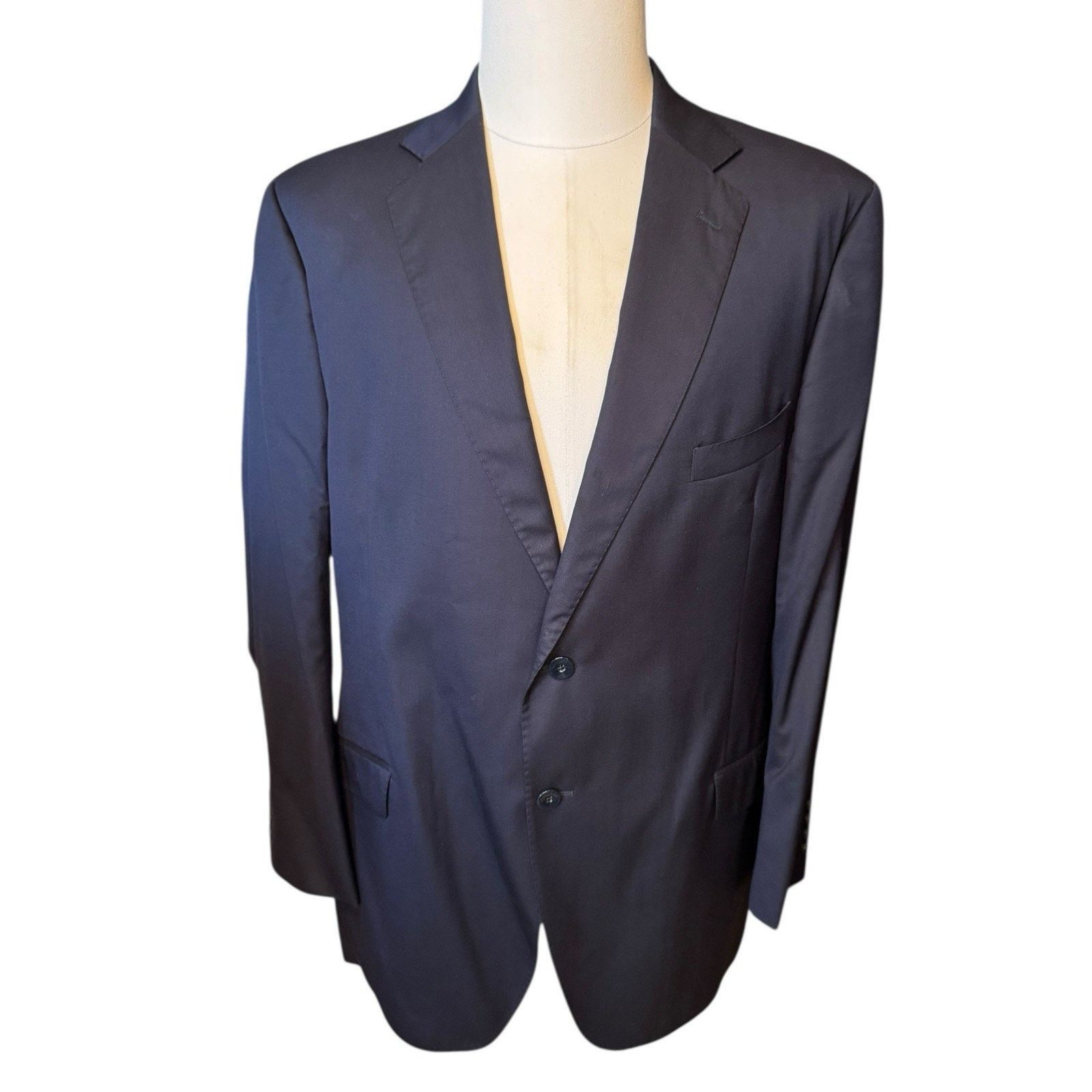 J.Hilburn J Hilburn 47R Sport Coat 100% Wool Navy Blue Two Button Size 48R - 1 Thumbnail