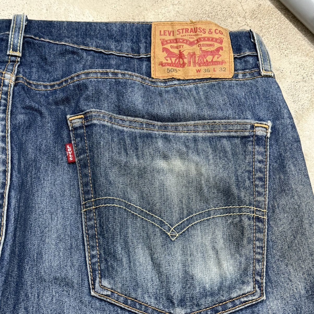 Levi's Levis 505 Cool Distressed Repaired Stretch Denim Pants Size US 36 / EU 52 - 14 Thumbnail