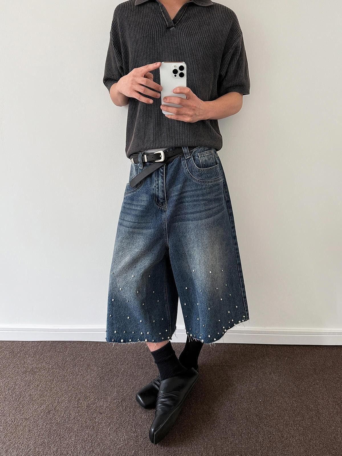 Other Rhinestone Embellished Wide Leg Jorts, Crystal Shorts Size US 33 - 3 Thumbnail