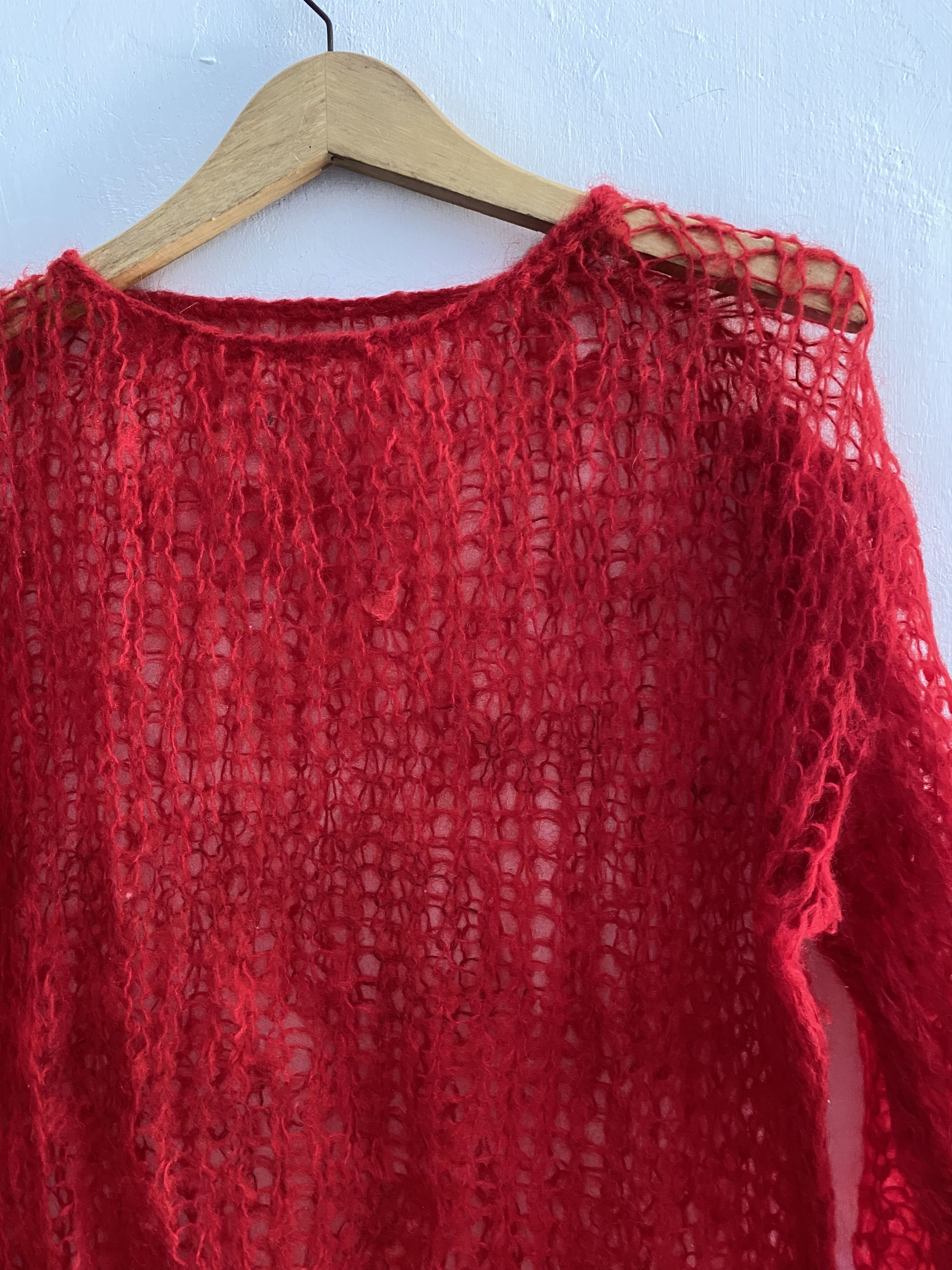 If Six Was Nine × Japanese Brand × Le Grande Bleu (L.G.B.) Japanese cdg style dmx mohair red hand knit Size US L / EU 52-54 / 3 - 4 Thumbnail