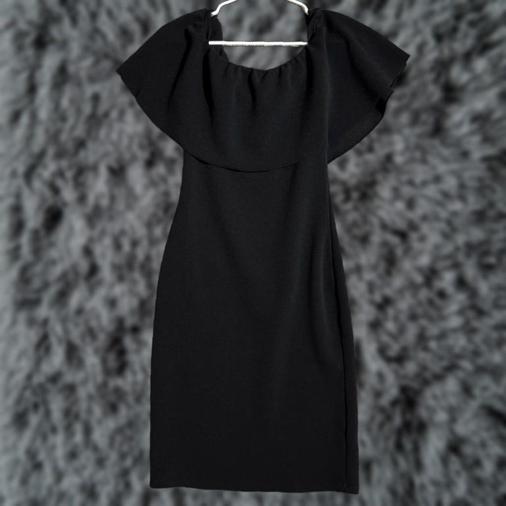 Almost Famous Almost Famous Bodycon Dress Off Shoulder Knee Length Y2K Chic Romantic Clubwear Black M Womens Size M / US 6-8 / IT 42-44 - 1 Thumbnail