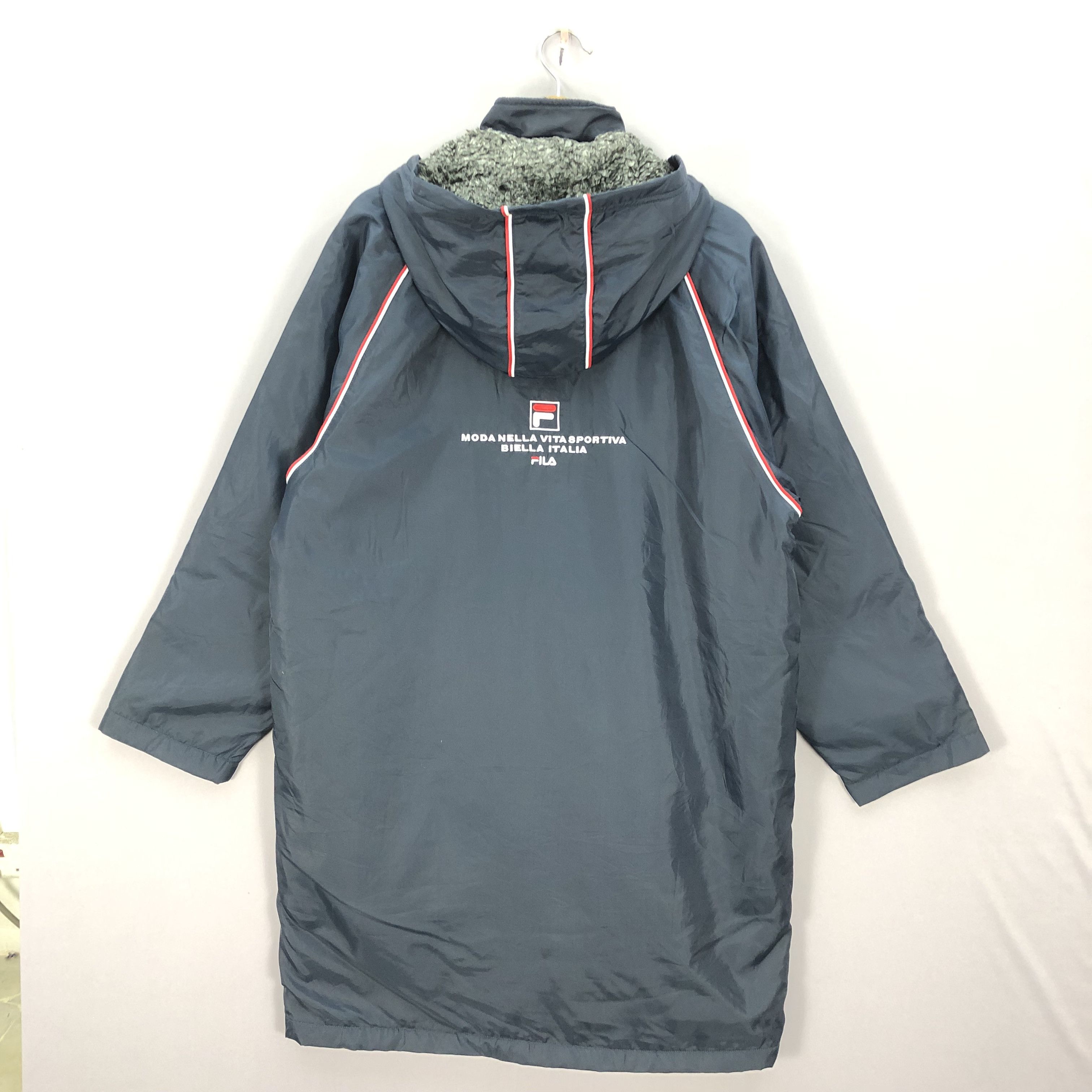 Fila × Vintage Vintage Fila Fleece Hoodie Windbreaker Long Coach Jacket Size US L / EU 52-54 / 3 - 3 Thumbnail