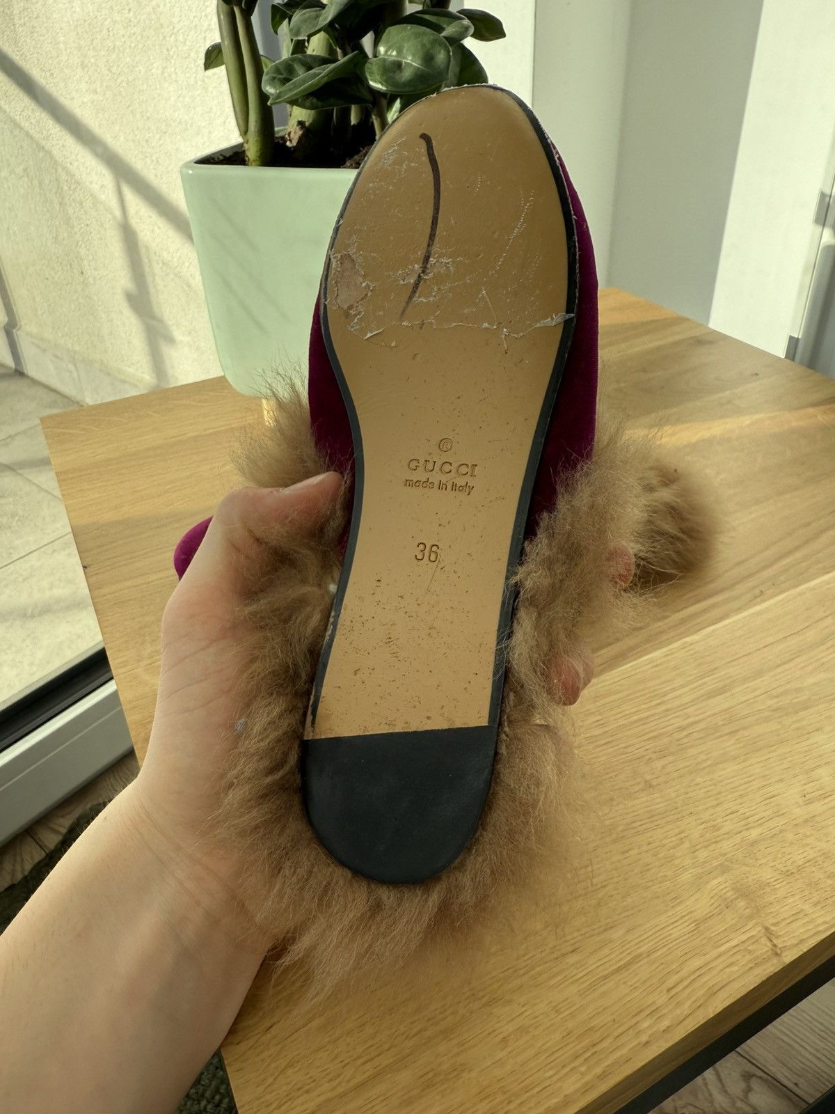Gucci Gucci Horsebit mule Black velour fur embroidered Size US 6 / IT 36 - 7 Thumbnail