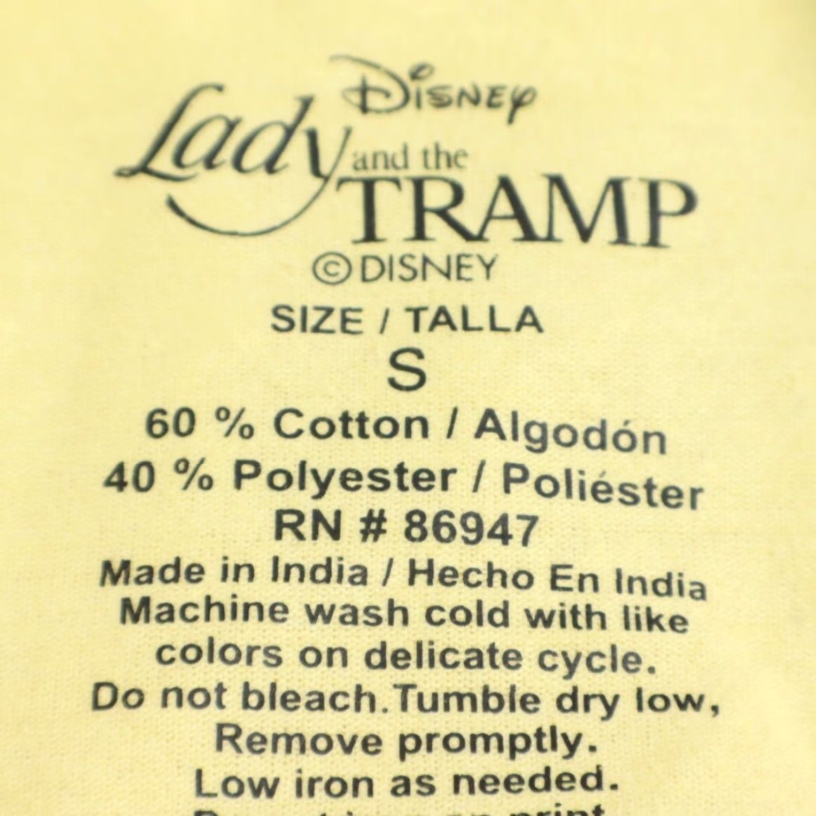 Disney Disney Shirt Yellow Men's S Lady and the Tramp Solid T-Shirt Size US S / EU 44-46 / 1 - 5 Thumbnail