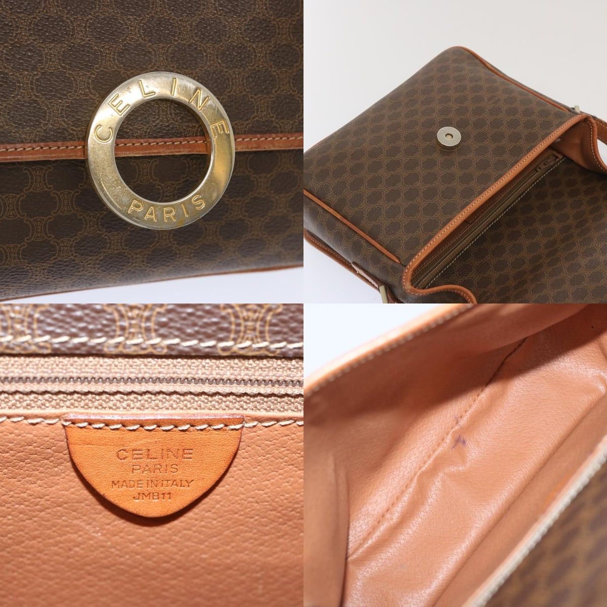 Celine CELINE Macadam Canvas Shoulder Bag Pvc Leather Brown Size ONE SIZE - 11 Thumbnail