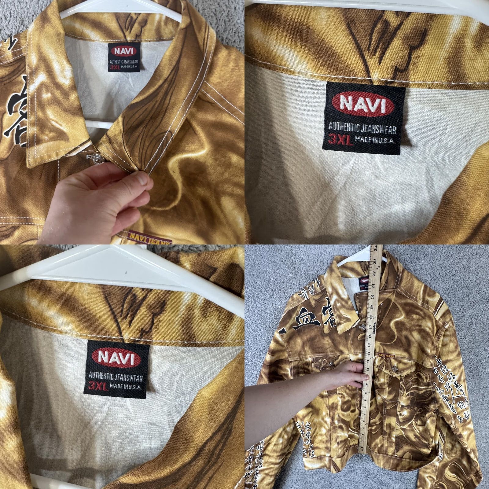 Denime VINTAGE NAVI Jacket Mens 3XL Denim Bomber Gold Anime Graphic Art USA Y2K Jacket Size US XXL / EU 58 / 5 - 8 Thumbnail