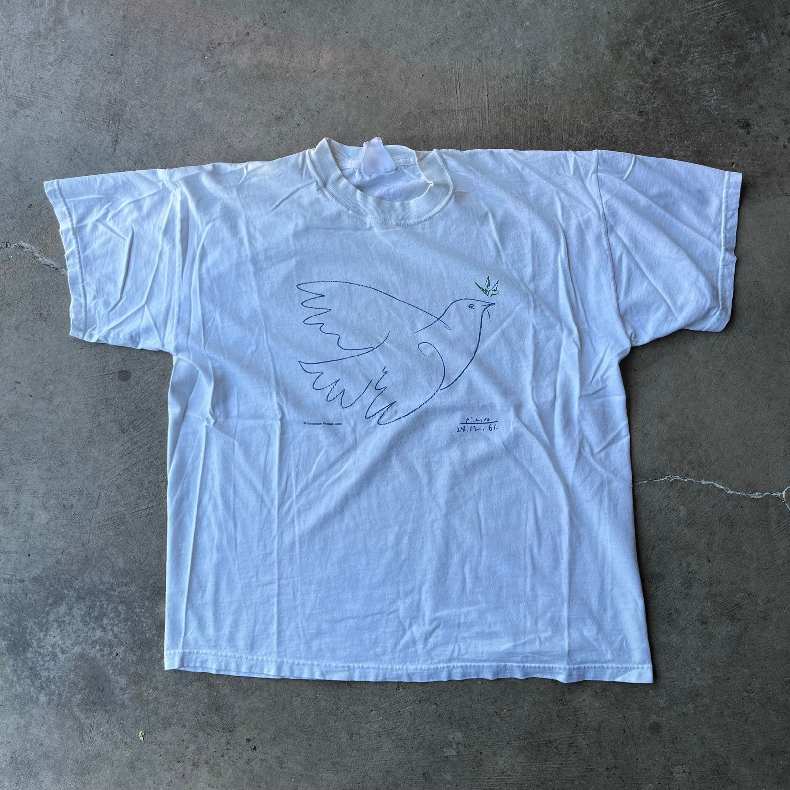 Vintage VINTAGE PABLO PICASSO DOVE OF PEACE BIRD ART WHITE SHIRT L Size US L / EU 52-54 / 3 - 1 Thumbnail