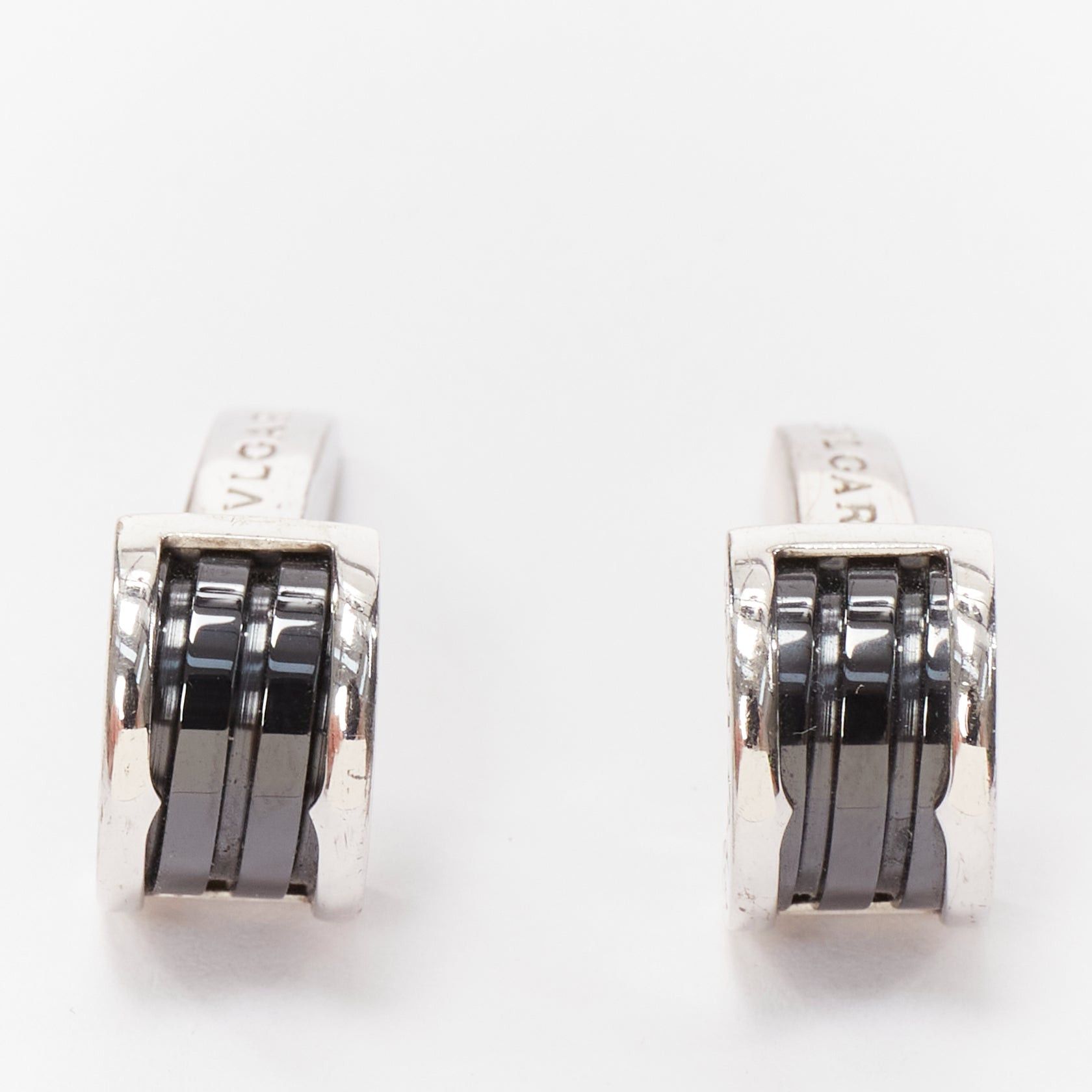 Bvlgari BULGARI Bzero 925 sterling silver black onyx logo back cufflinks Size ONE SIZE - 1 Thumbnail