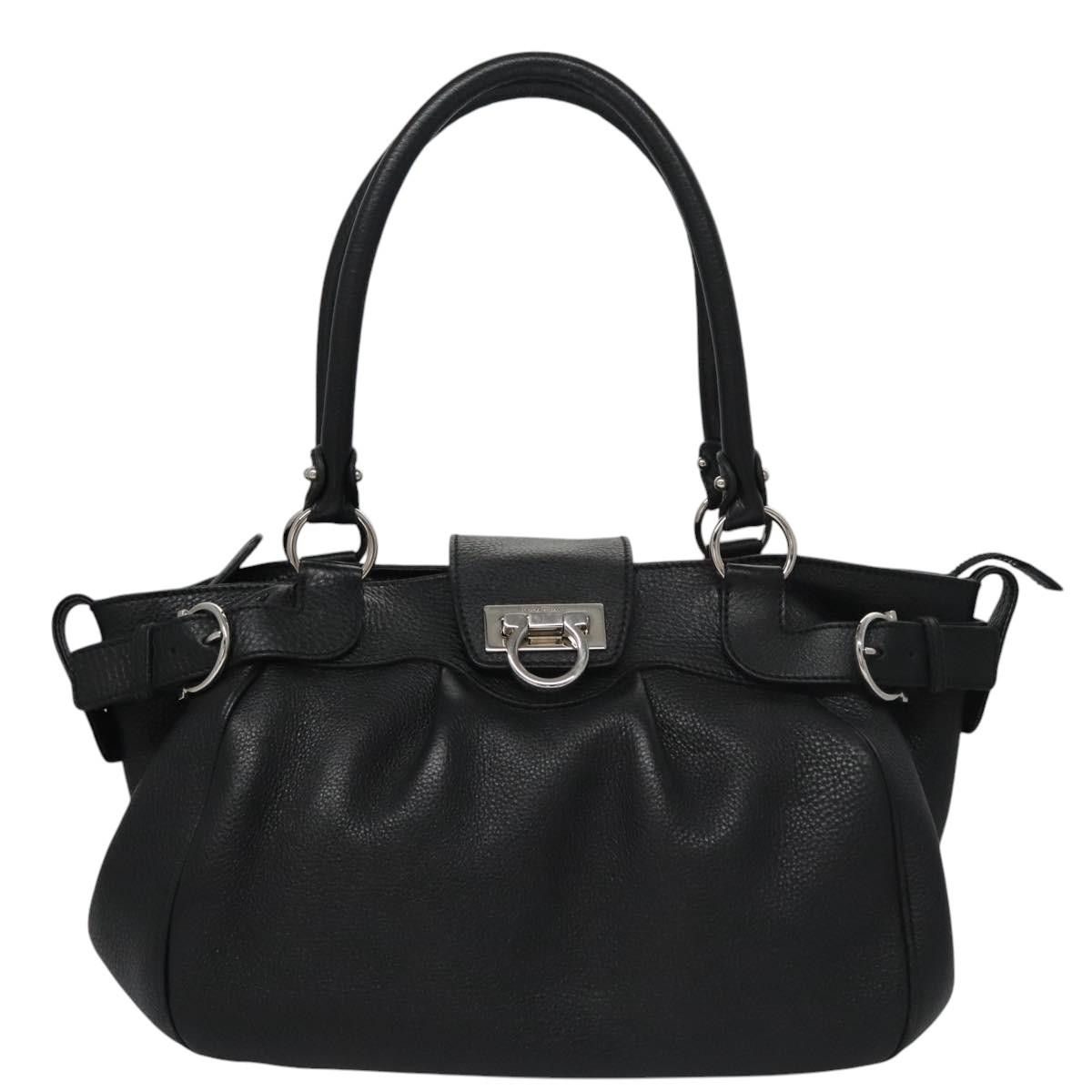 Salvatore Ferragamo Gancini Black Leather Handbag (Pre-Owned) Size ONE SIZE - 1 Thumbnail