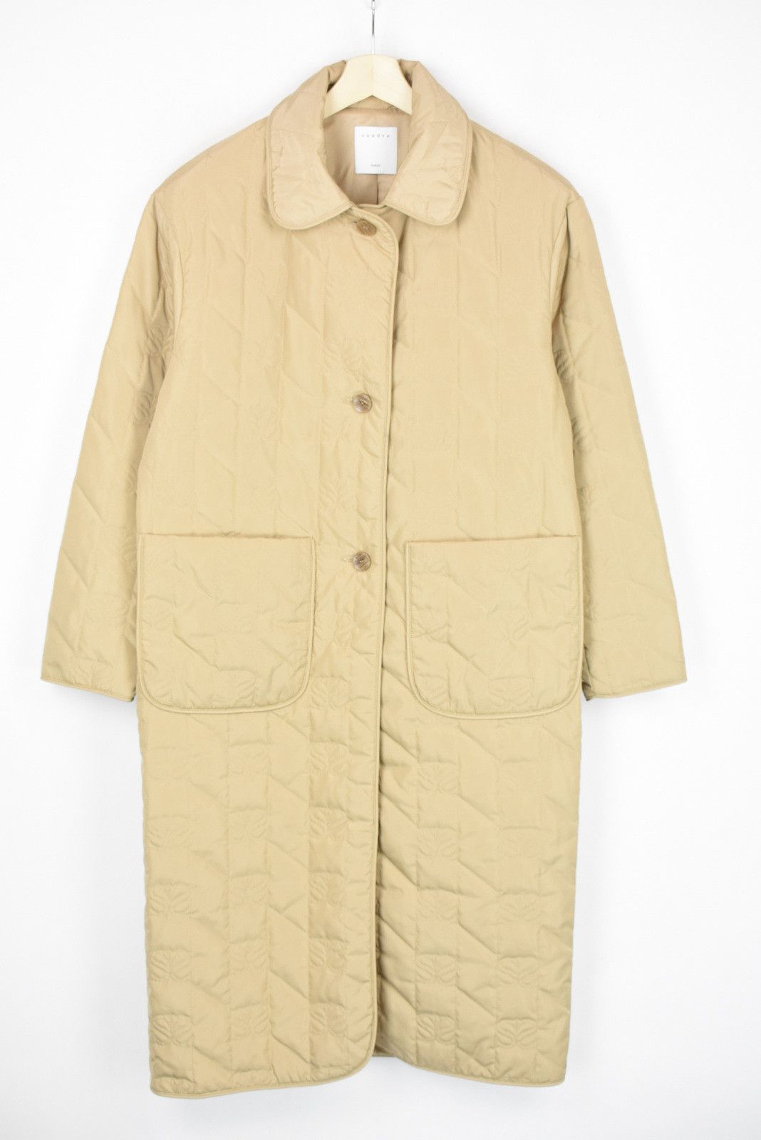 Sandro SANDRO Jacket Womens EU 34 Long Padded Quilted Buttons Size XS / US 0-2 / IT 36-38 - 4 Thumbnail