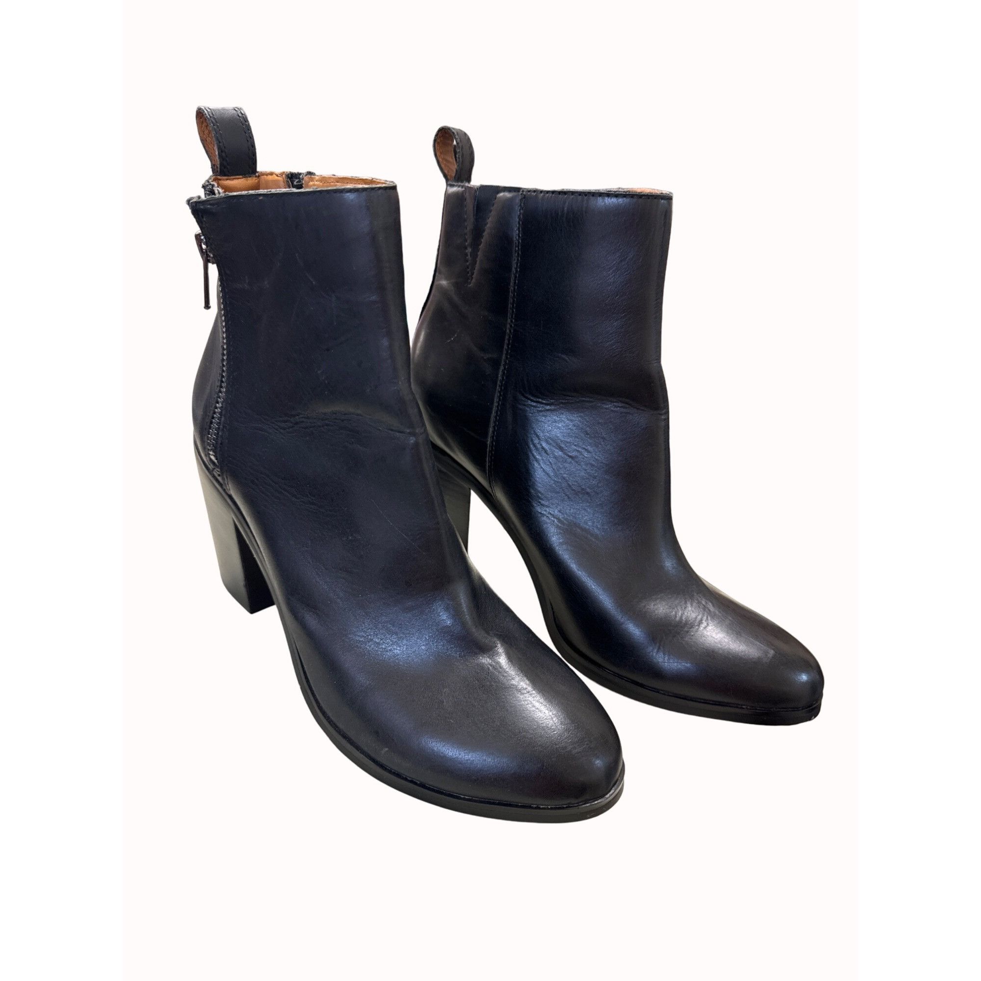 Gap Gap women’s black leather zip heel ankle boots size 10 SKU 5 Size US 10 / IT 40 - 1 Thumbnail