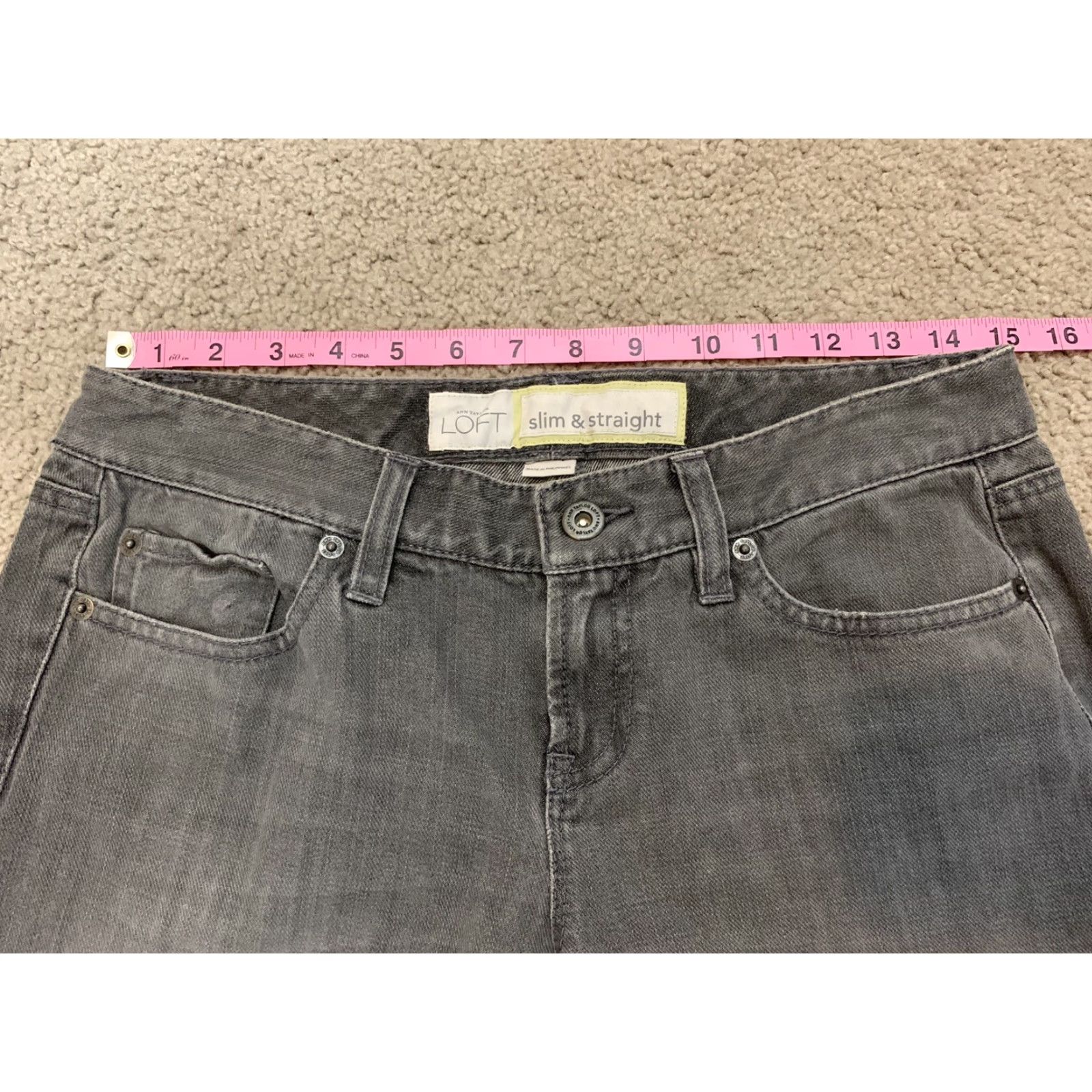 Ann Taylor Ann Taylor Loft Jeans Slim Straight Gray Wash Denim Women Size 4 Slim fit, Regular, Gray, Jeans, Women, 4 Size 27" / US 4 / IT 40 - 3 Thumbnail