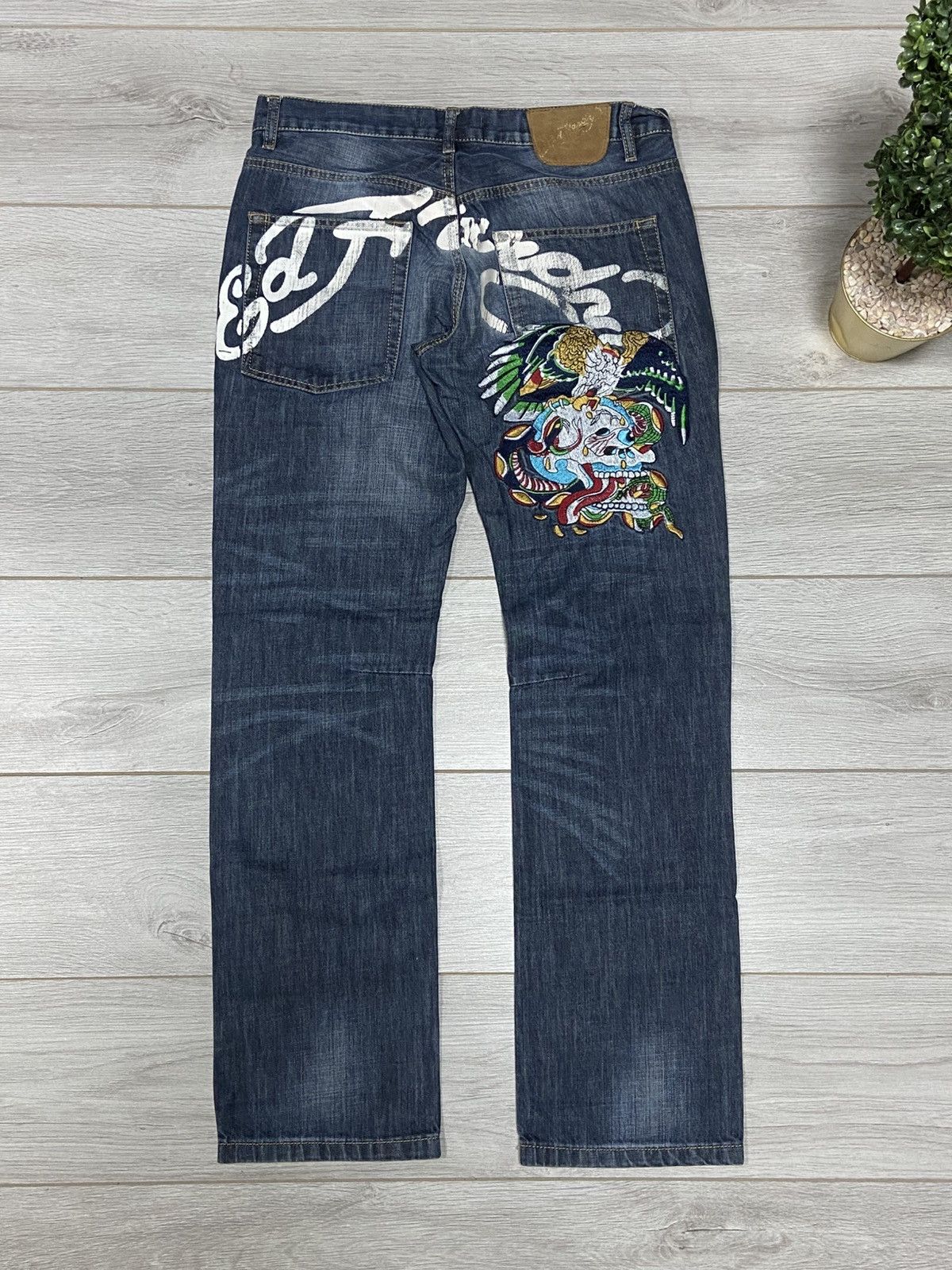 Ed Hardy skull 💀 eagle big embro logo print vintage jeans