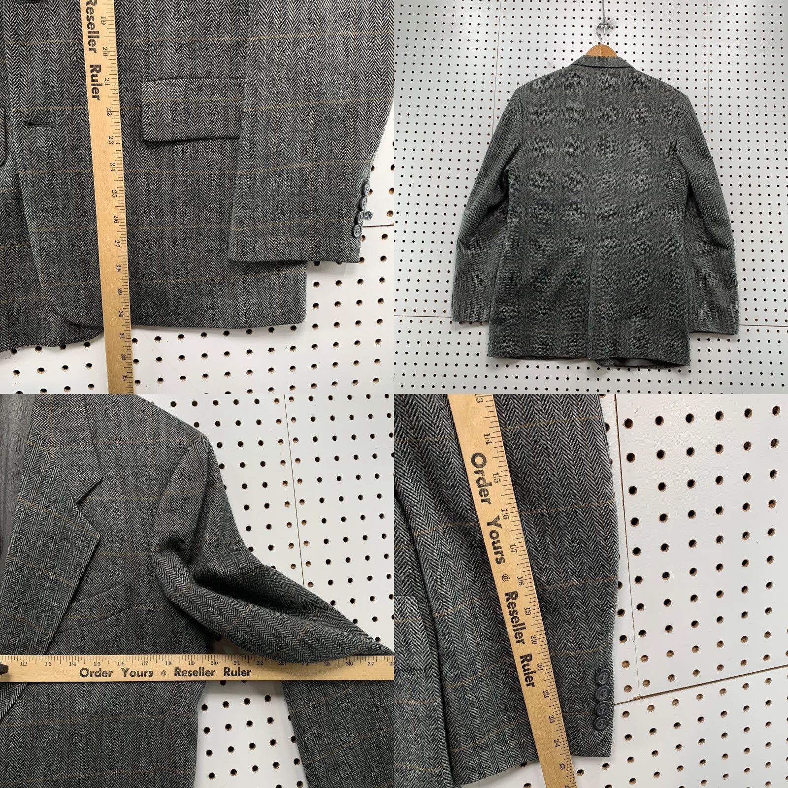 Vintage VINTAGE Barrister Blazer Mens Size 40 Gray Herringbone 100% Wool USA Baskin Size 40R - 9 Thumbnail
