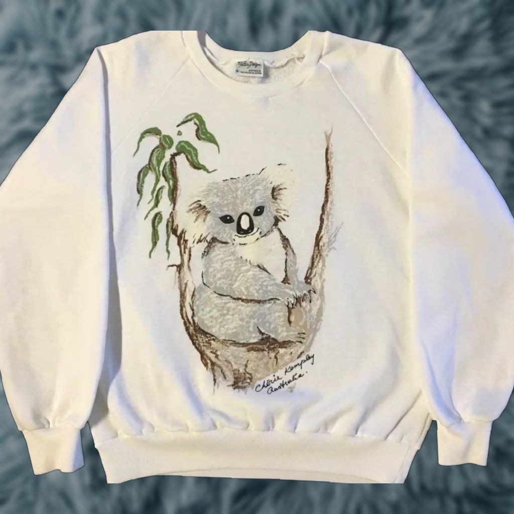 Vintage VINTAGE Wildlife Australia Koala Hoodie XS Sweatshirt White Men XS Grunge 80s 90s Animals Art Nature Australian Aztec Surf Retro Pullover Distressed Size US XS / EU 42 / 0 - 1 Thumbnail